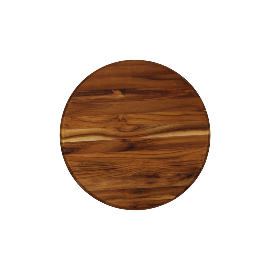 EcoDecors 12" Round Teak Cutting Board - Solid Edge Grain, Natural Finish