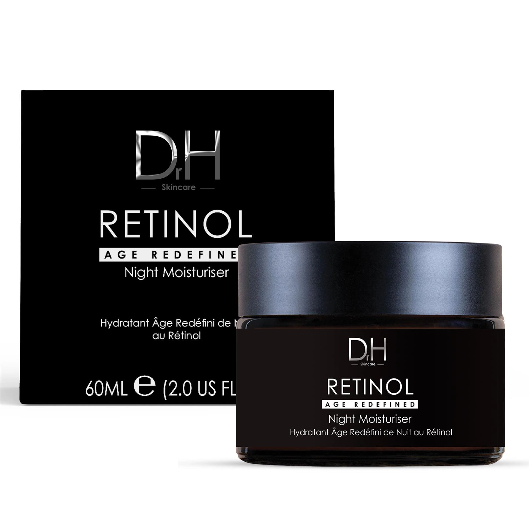 Dr H Retinol Anti-Ageing Night Moisturiser 60ml - Targets Fine Lines, Wrinkles & Loss of Firmness