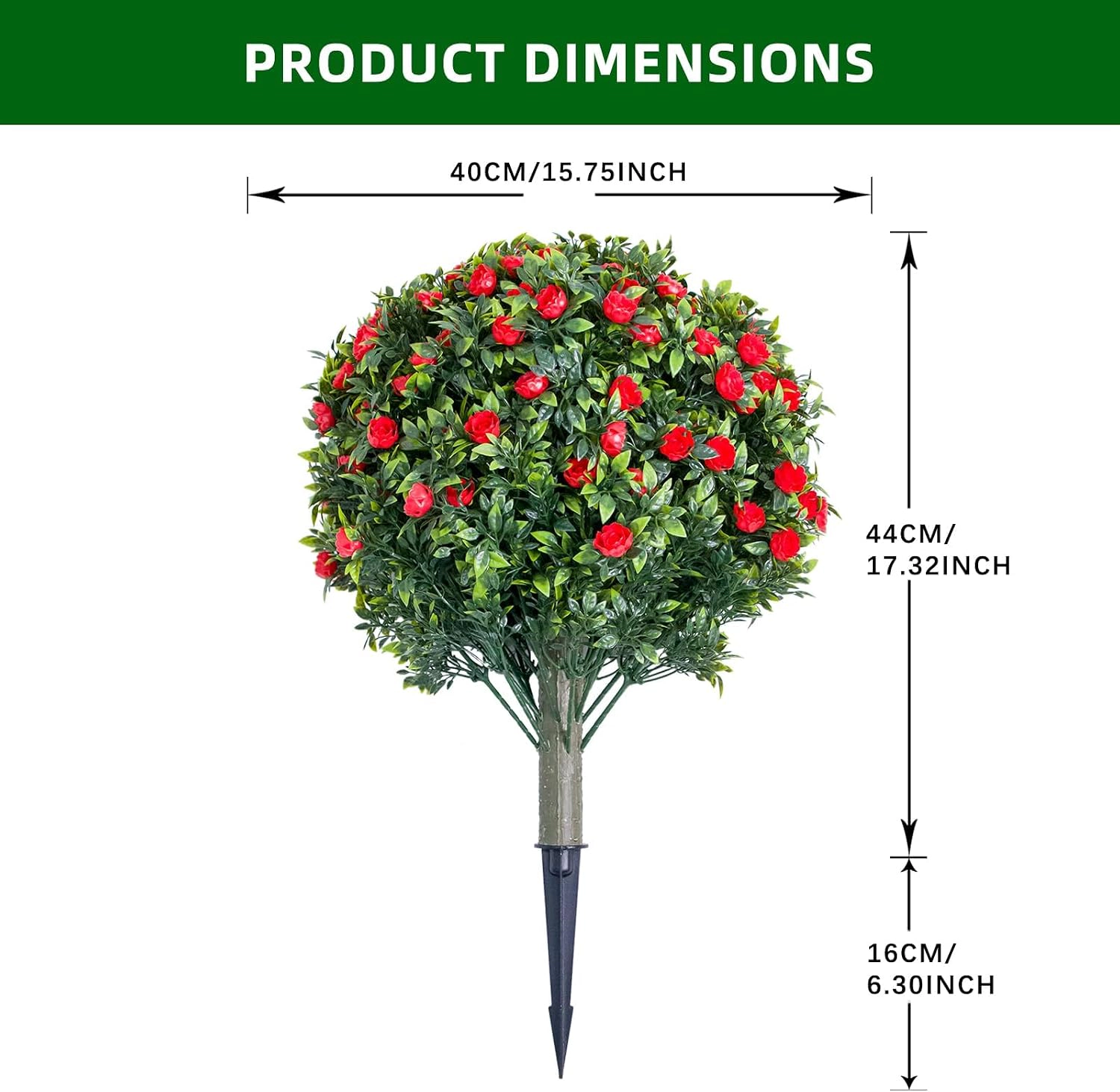 Artificial Topiary Trees, 2 Pack, Red Rose, 1.97 x 1.31 ft