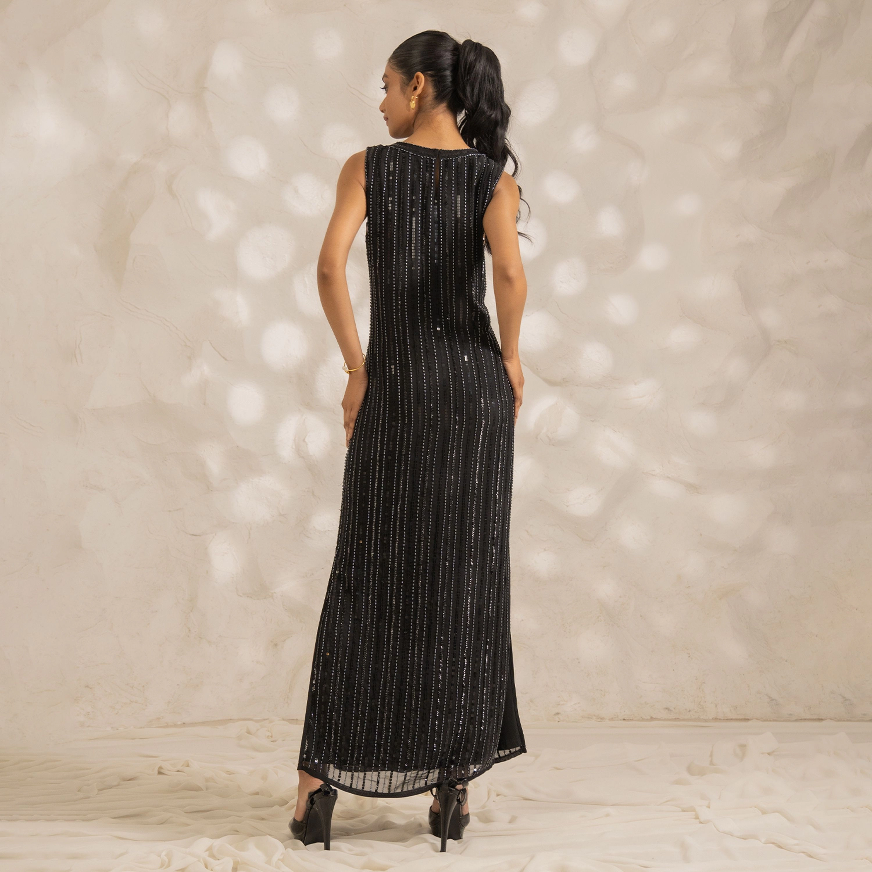 Rose & Nancy Women's Aurora Navy Blue Sequin Midi