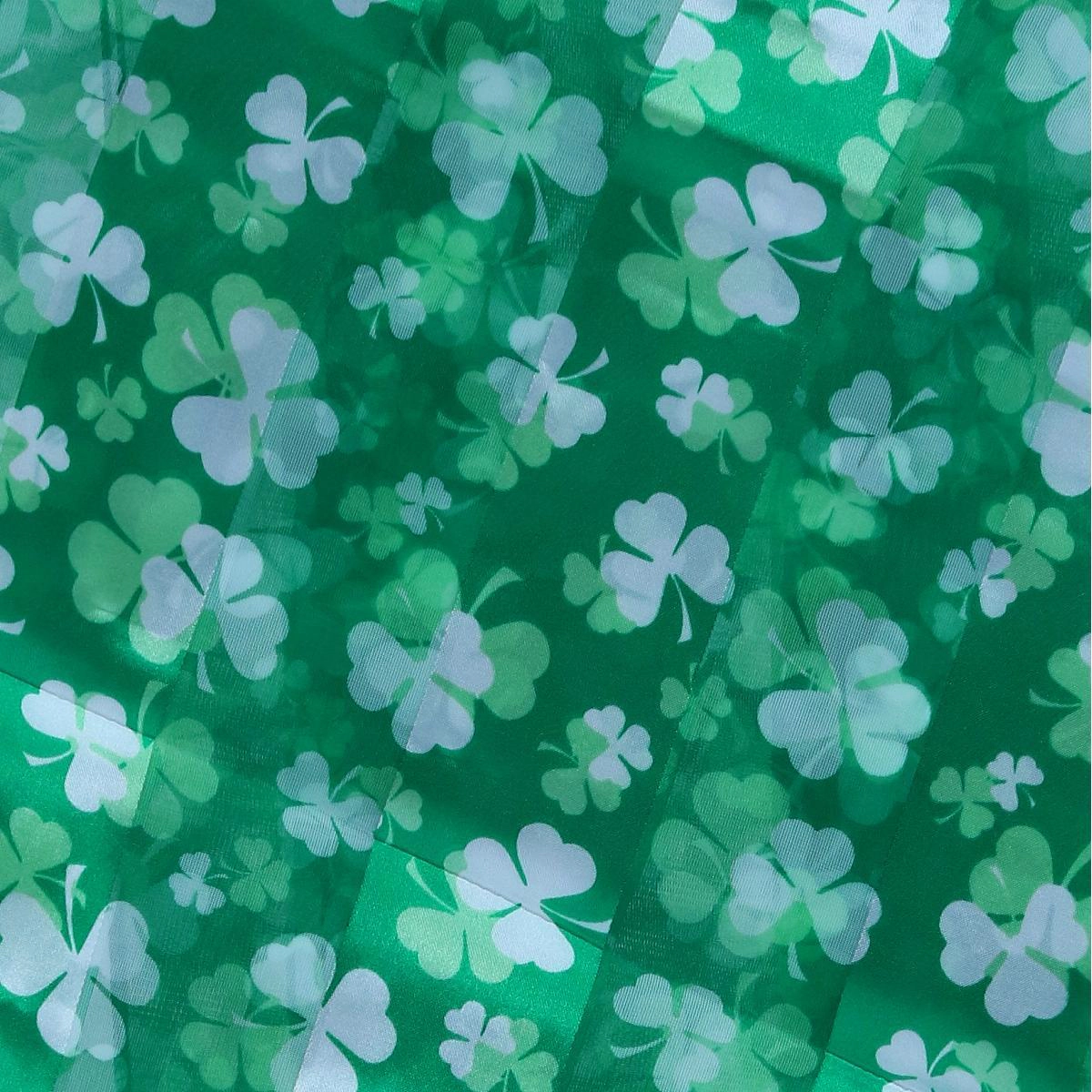 CTM Women's Lightweight Satin St. Patrick's Clover Leaf Print Scarf