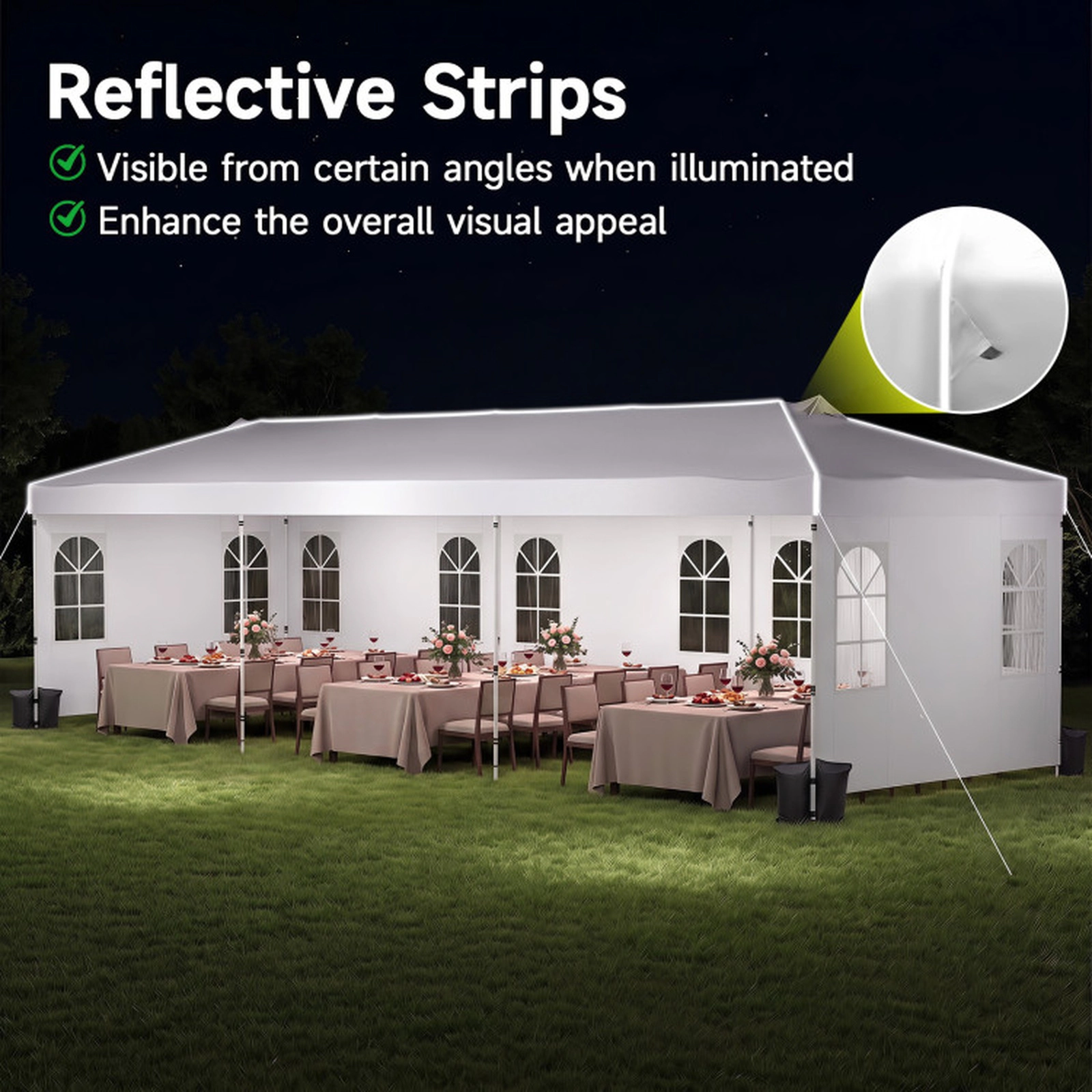 SUGIFT 10 x 30-ft Pop Up Canopy Tent with 8 Sidewalls 3-Height Adjustable Metal Frame with Carry Bag White