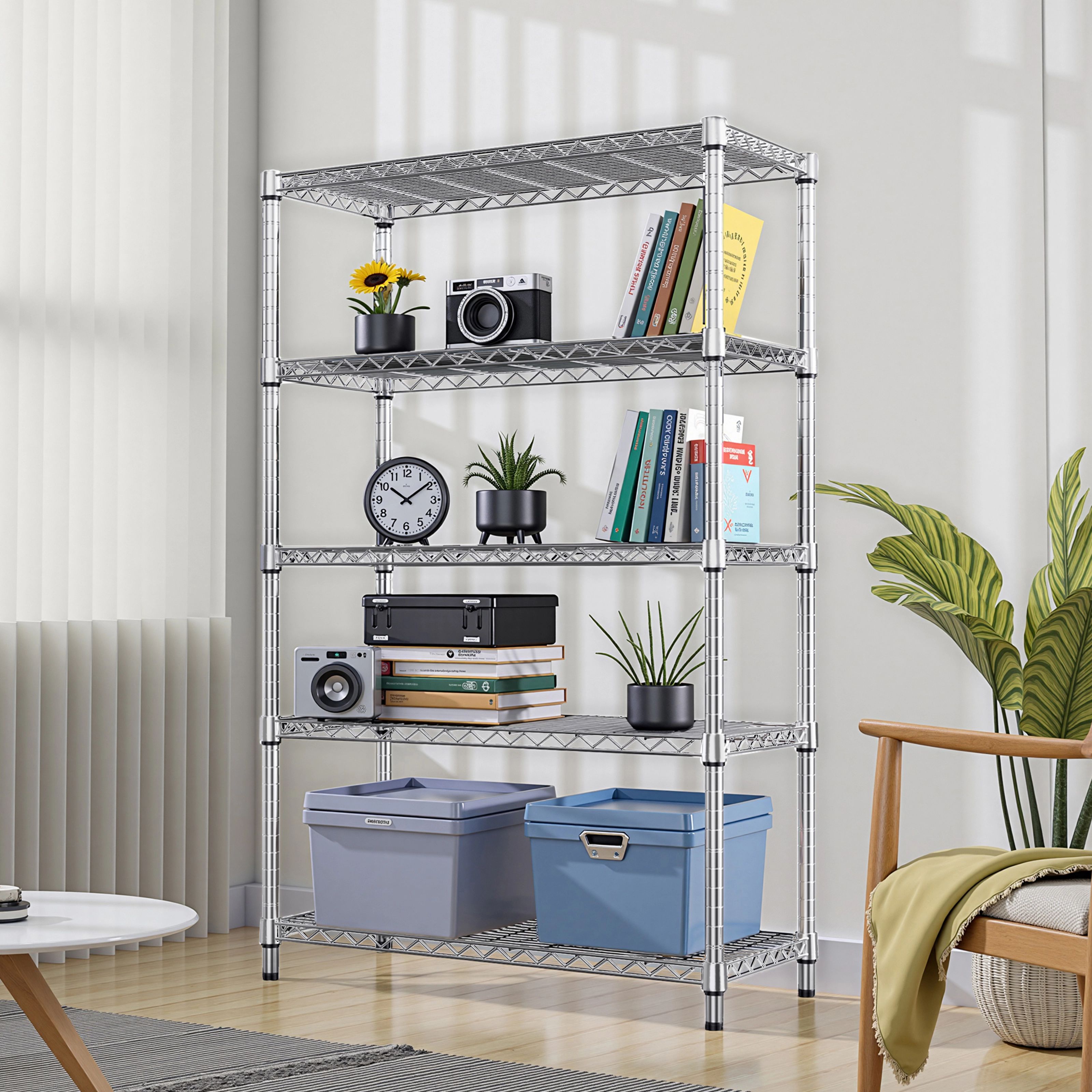 Flynama 5 Tier Heavy Duty Steel Storage Rack 1750lb 72 in. H Adjustable Shelving Unit for Home Kitchen and Garage