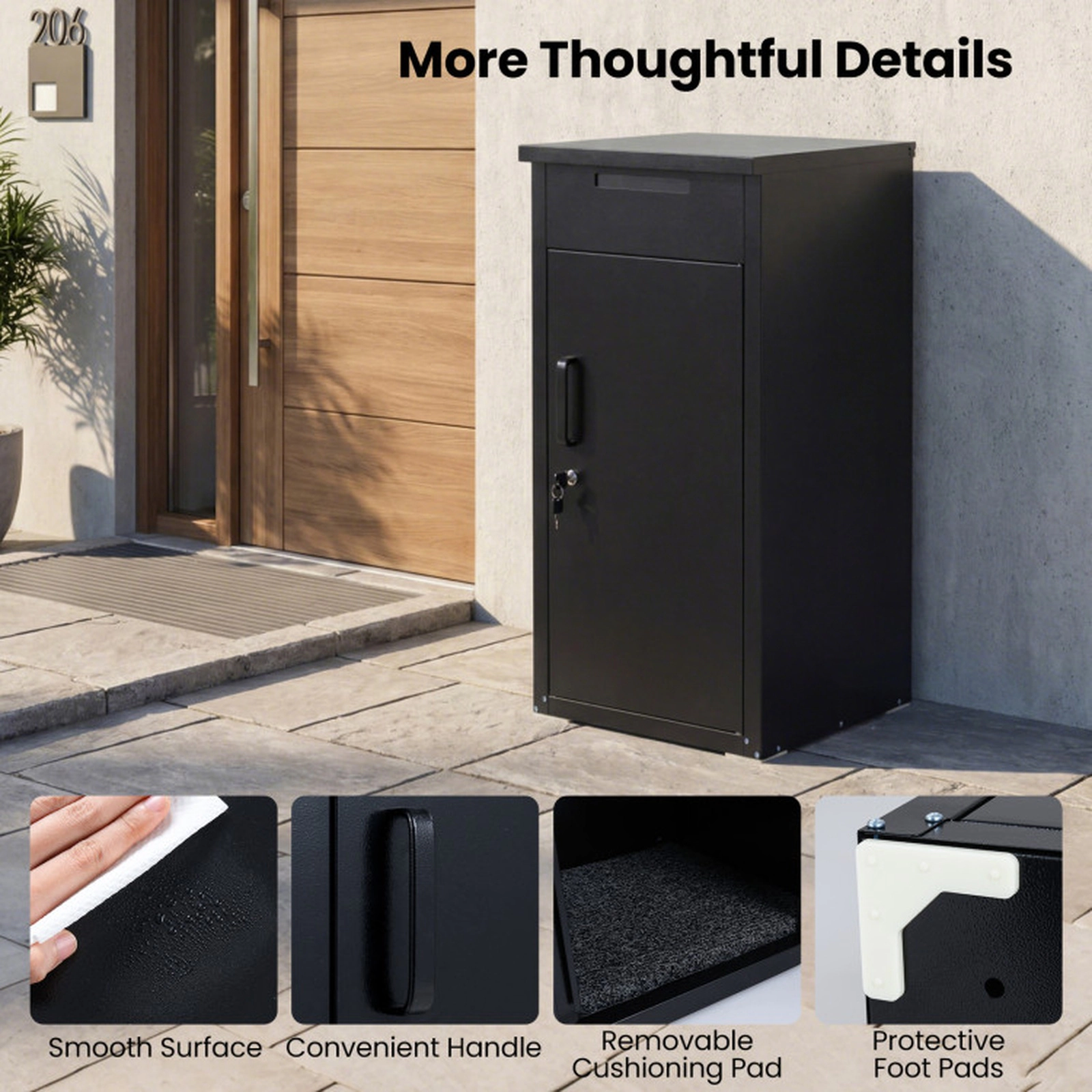 SUGIFT 88-lb Capacity Galvanized Steel Package Delivery Box with Anti-Theft Board and Lockable Door