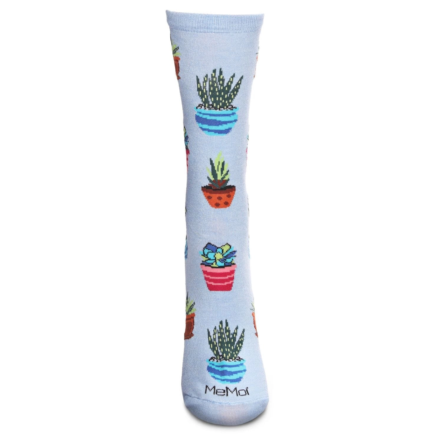 MeMoi Succ It Up Succulents Bamboo Blend Crew Socks