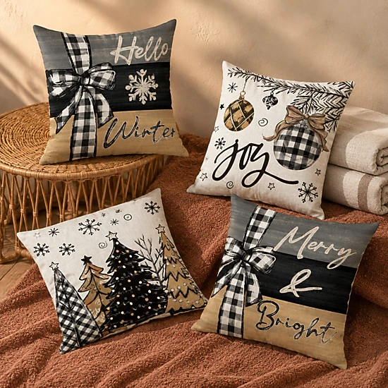 WZK Set of 4 Christmas Tree Winter Holiday Throw Pillow Covers - JCPenney