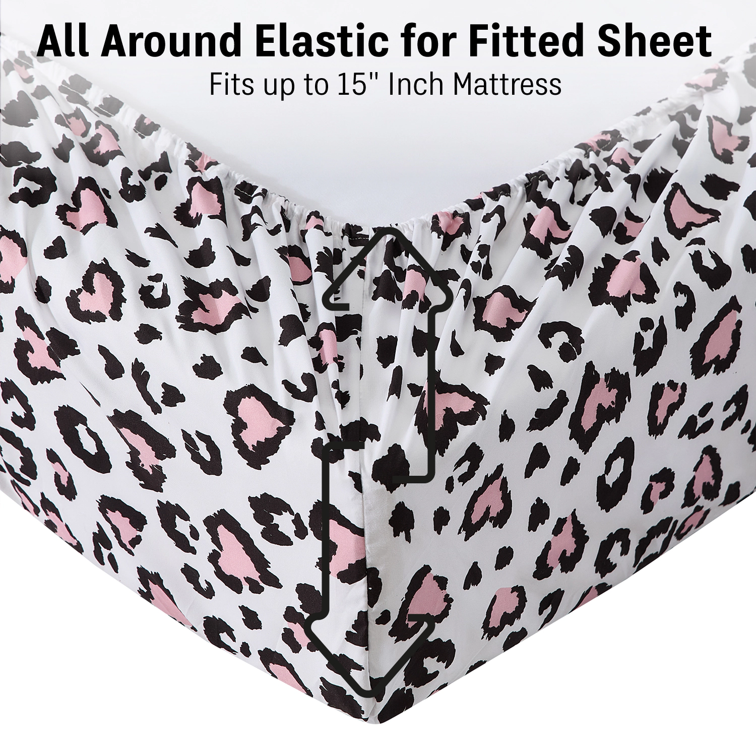 HLC.ME Cheetah Heart Kids Patterned Bed Sheet Set - Wrinkle Resistant & Ultra Soft - Fits Mattresses up to 15 in Deep