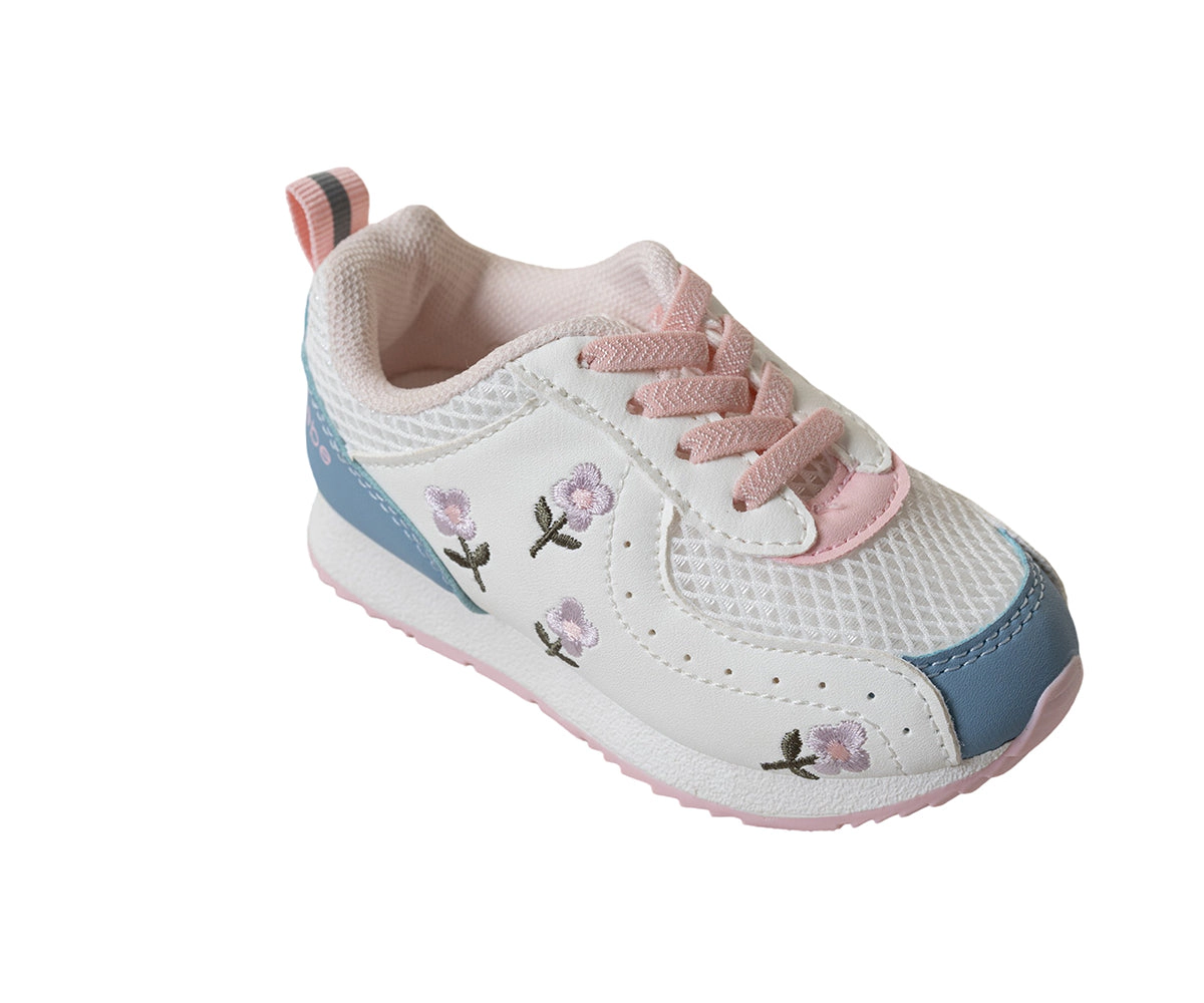 Bebe Girl's Toddler Flower Embroidery Lace-Up Sneakers