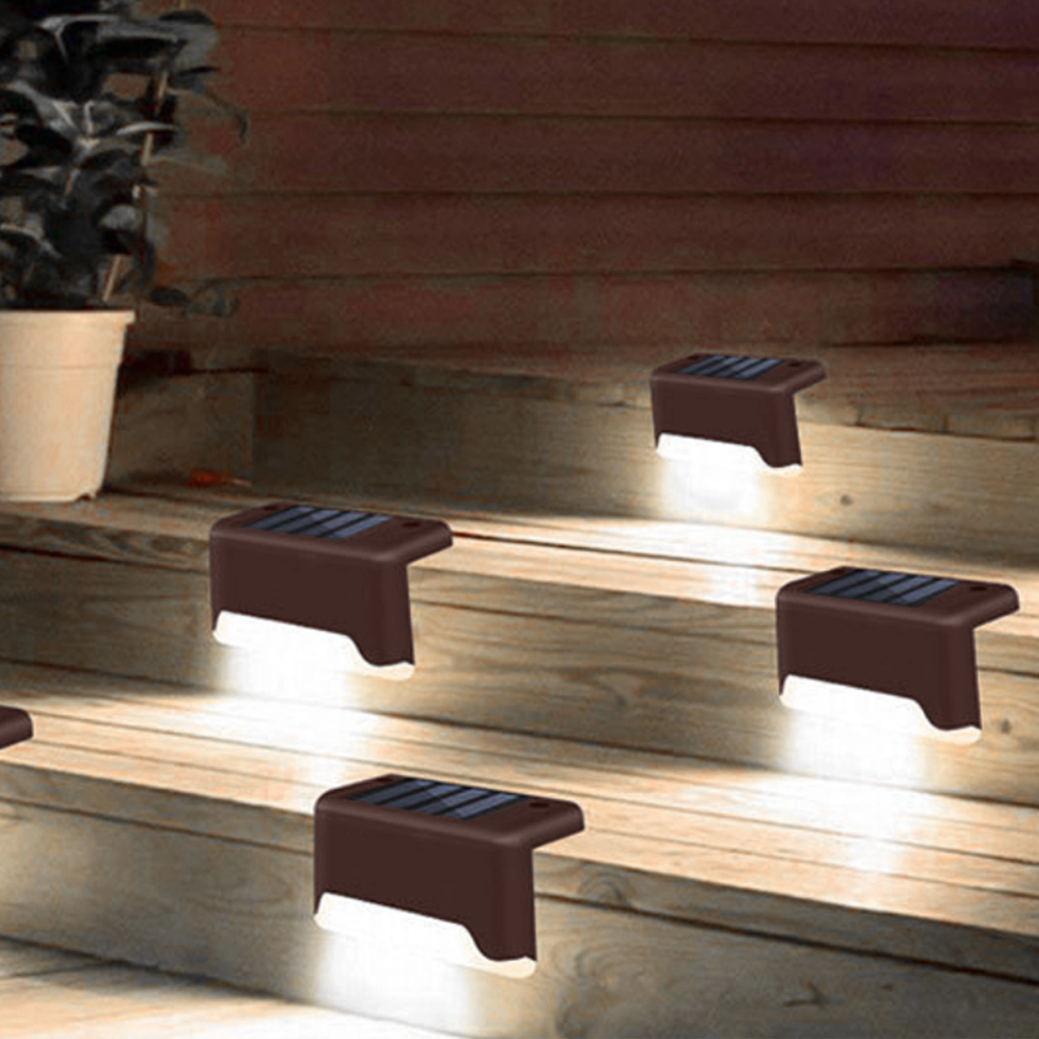 GBruno Solar LED Step Lights 4-Pack Outdoor Waterproof