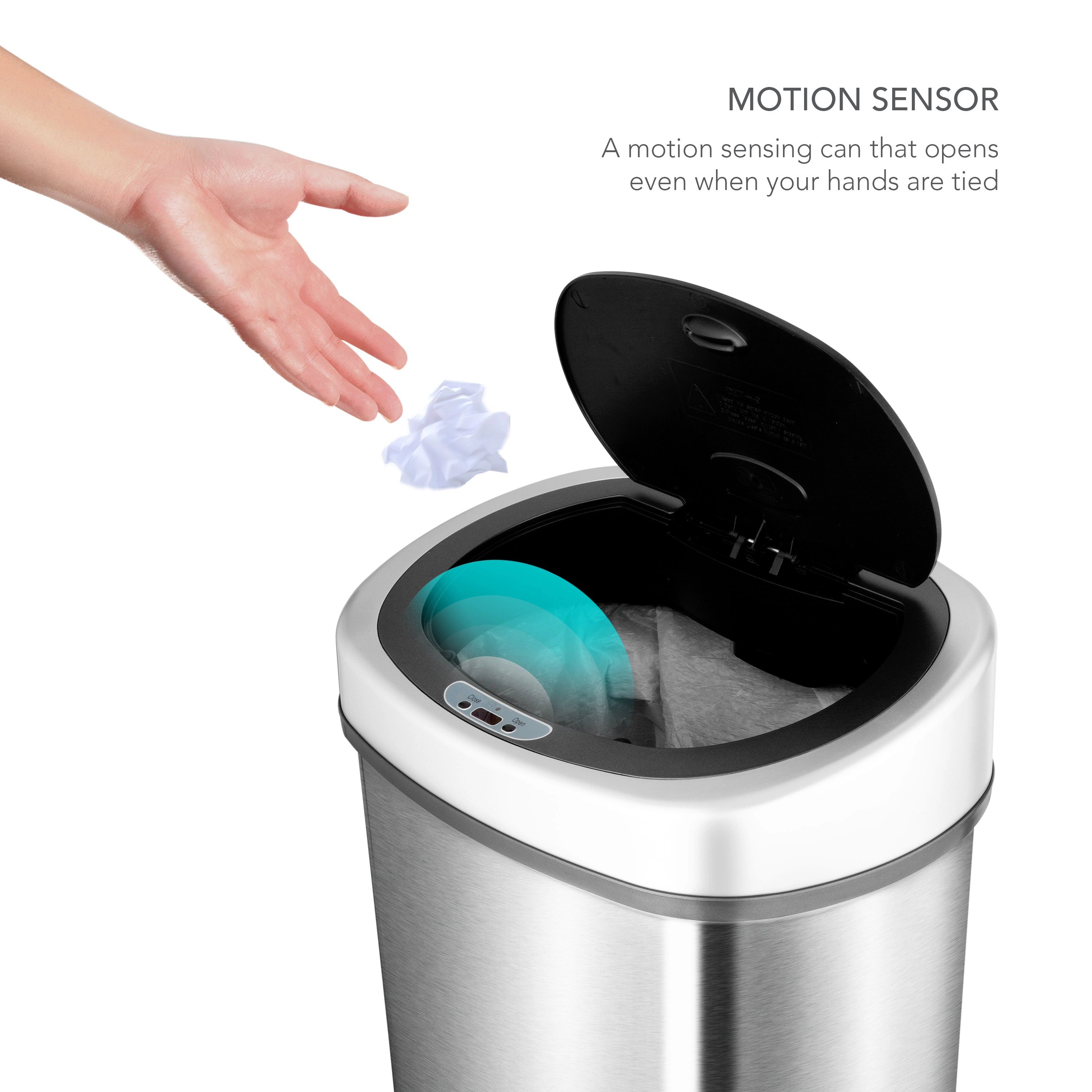 Ninestars Classic Oval 13.2-Gallon Stainless Steel Motion Sensor Trash Can