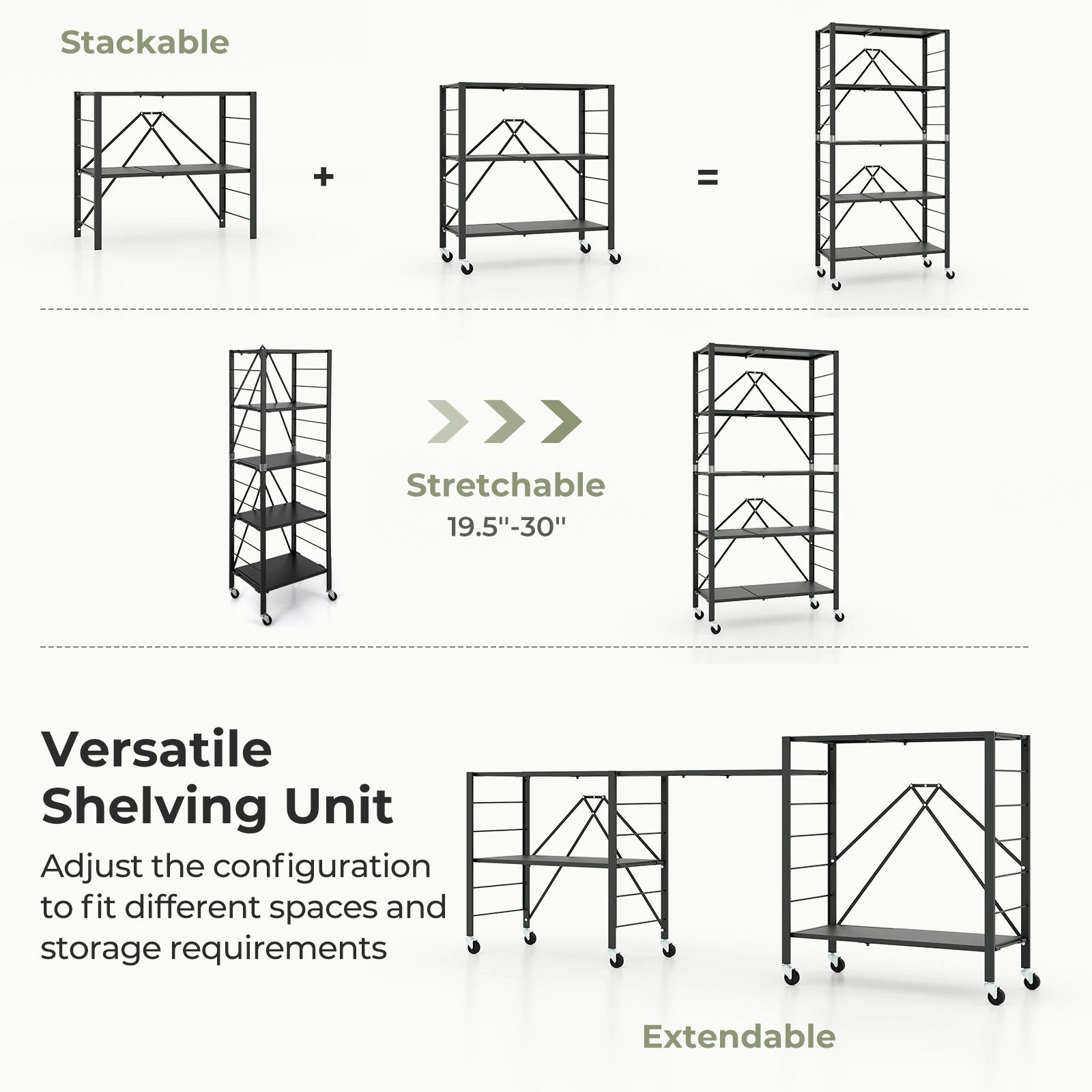 SlickBlue Adjustable 5 Tier Metal Storage Shelf Organizer