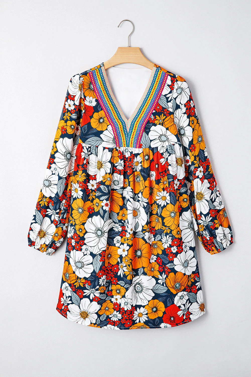 Threaded Pear Women's Blakely Floral Long Sleeve Mini Dress