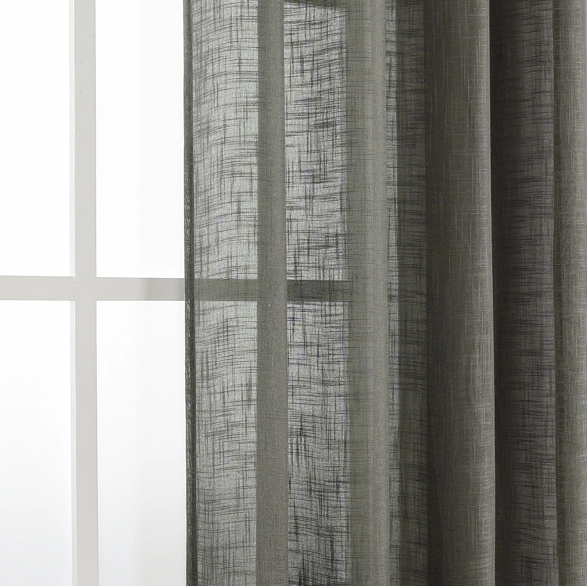 Kate Aurora 2 Pack Lux Thread Premium Woven Grommet Top Sheer Curtain Panels
