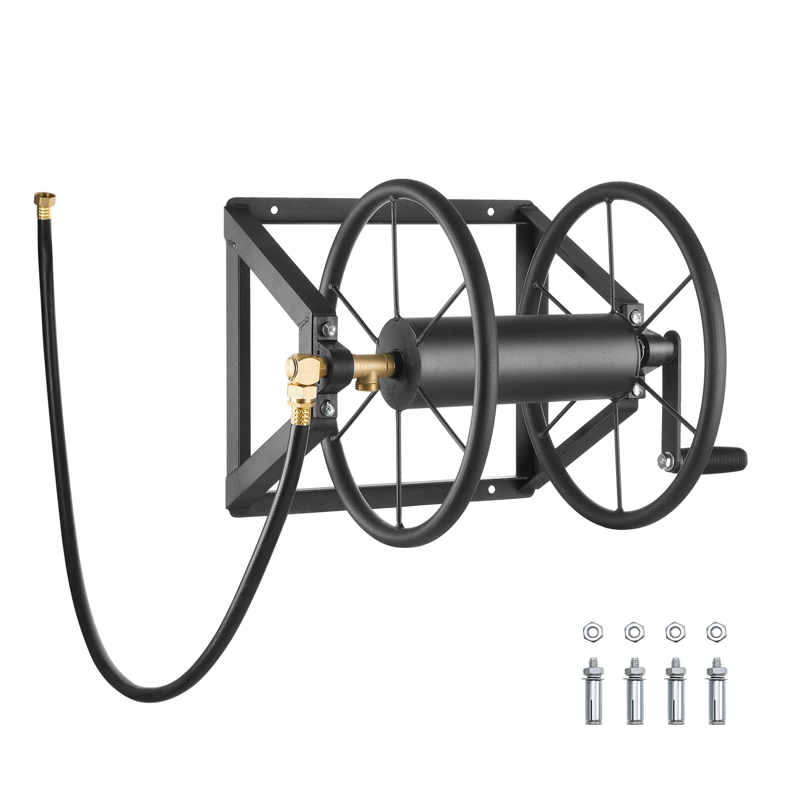HONGGE Heavy-Duty Wall Mounted Garden Hose Reel Holds 5/8-inch Hose Outdoor Winder