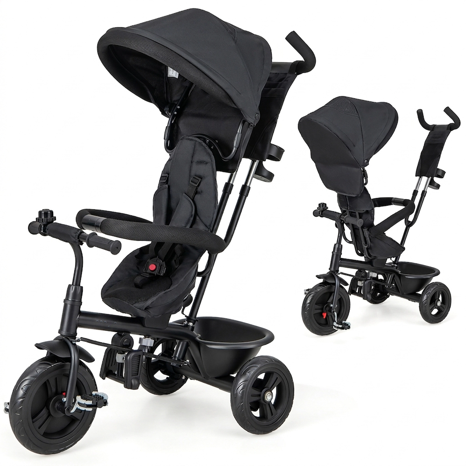 SUGIFT 4-in-1 Baby Trike Stroller with Removable Canopy and Adjustable Push Handle 55-lb Seat Capacity Ages 9-60