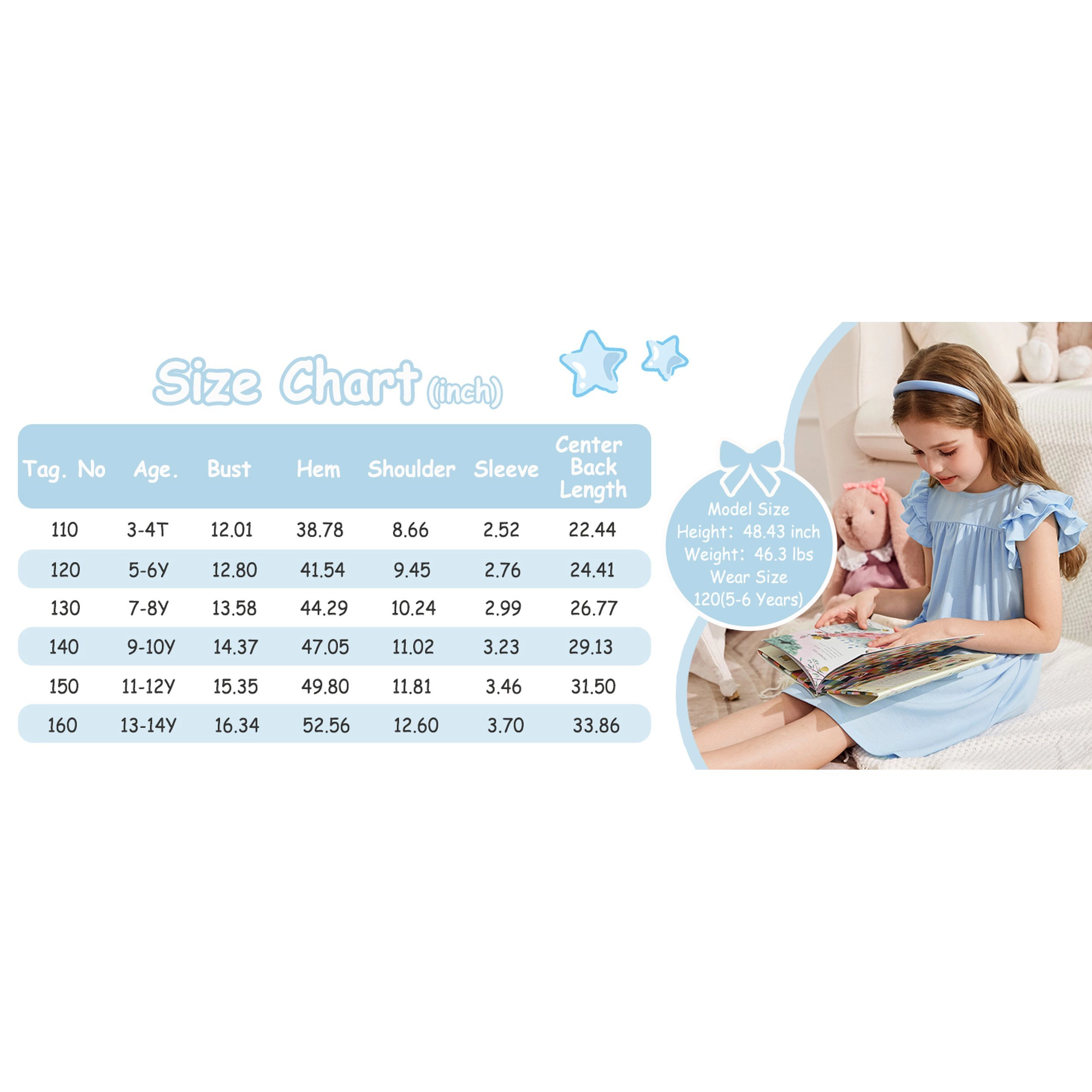 Arshiner Girls Nightgowns Cute Ruffle Short Sleeves Princess Pajamas Nightdress Sleepwear