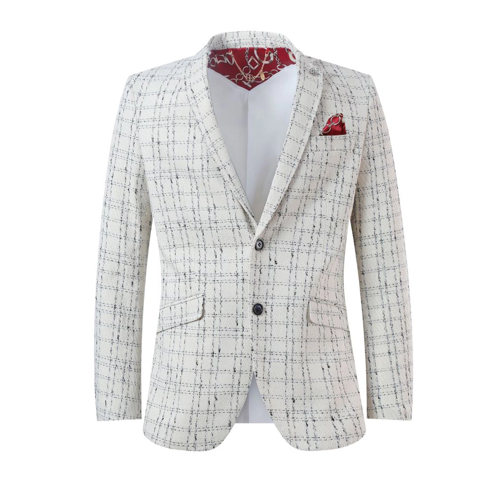 Elie Balleh Men's Slim Fit Plaid Boucle Sportcoat
