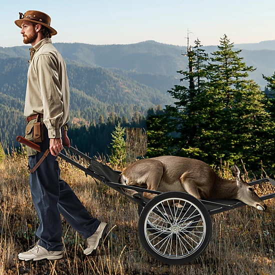 SUGIFT Folding Deer Game Cart with Polyester Liner 550-lb Capacity Black