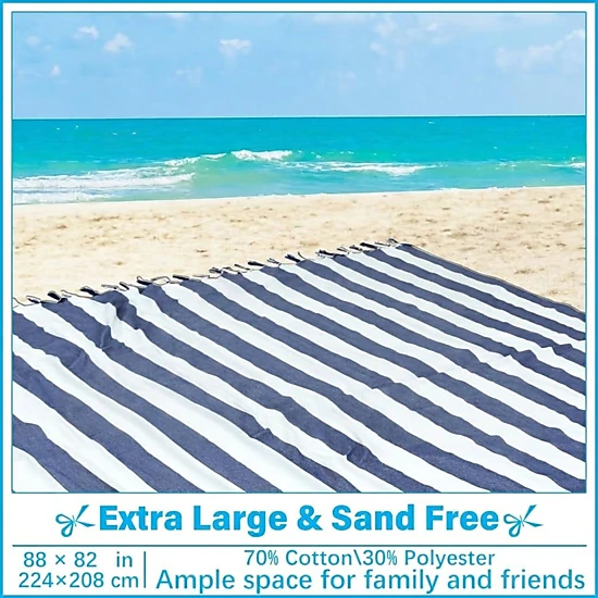 Technopliance Oversized Turkish Beach Towel Blanket 88 x 82 Inch
