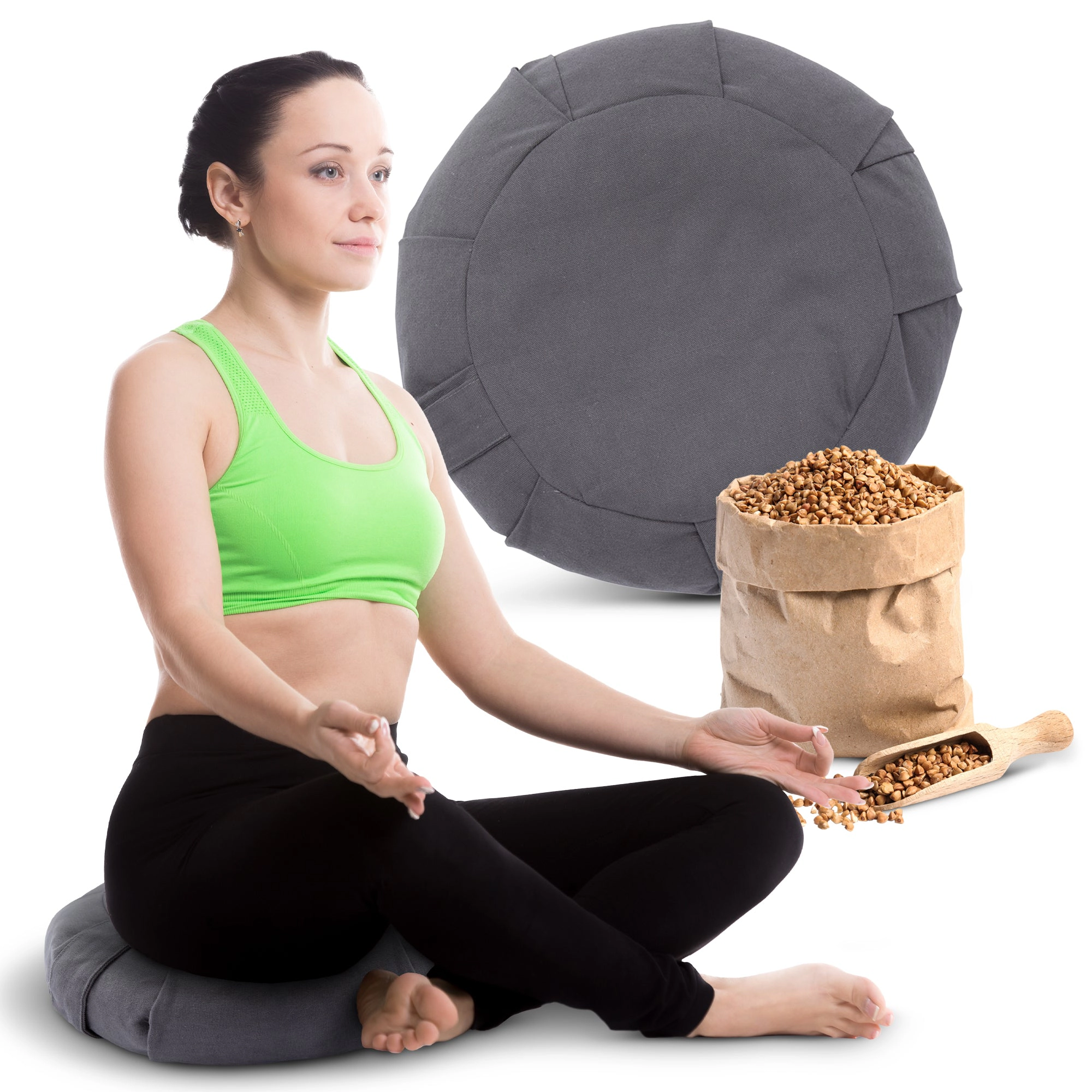 Cheer Collection Round Buckwheat Meditation and Yoga Floor Cushion
