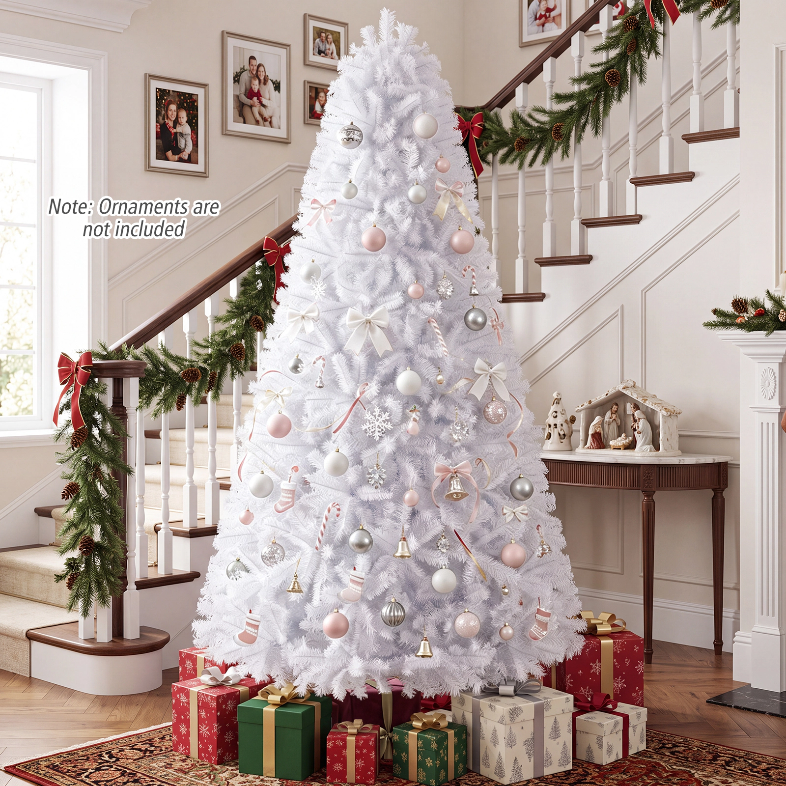 Costway 6/7.5/9Ft Hinged Christmas Tree Pine Tree 1346 Tips Metal