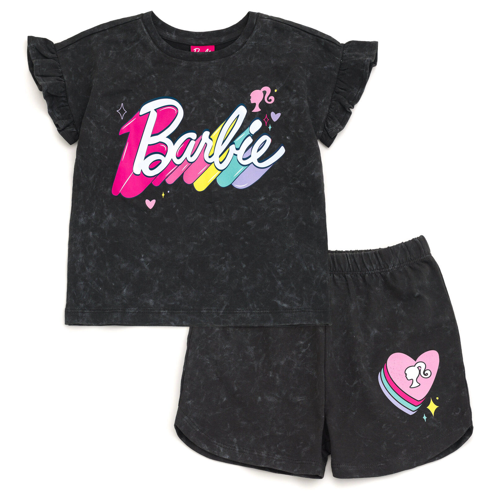 Barbie Girls' Wash French Terry T-Shirt and Shorts Set