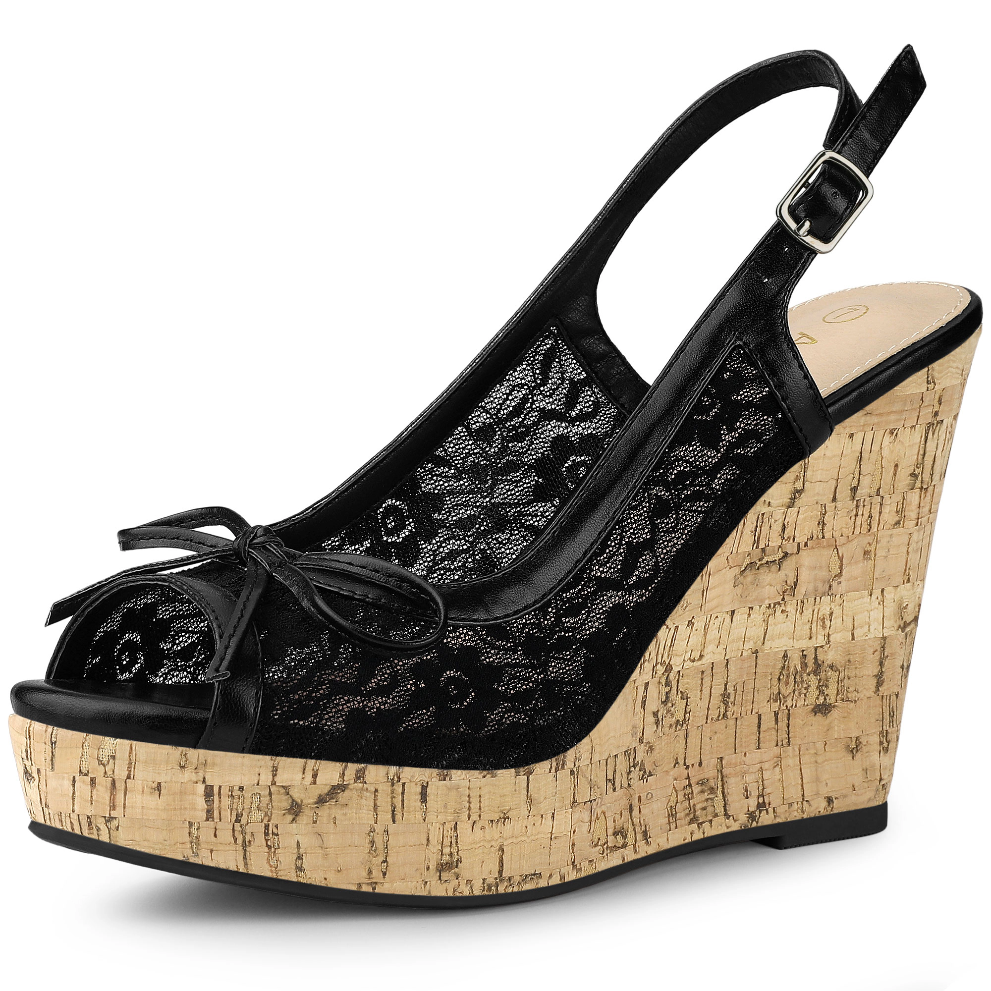BLISSFUL STEP Women's Lace Platform Wedges Heel Sandals