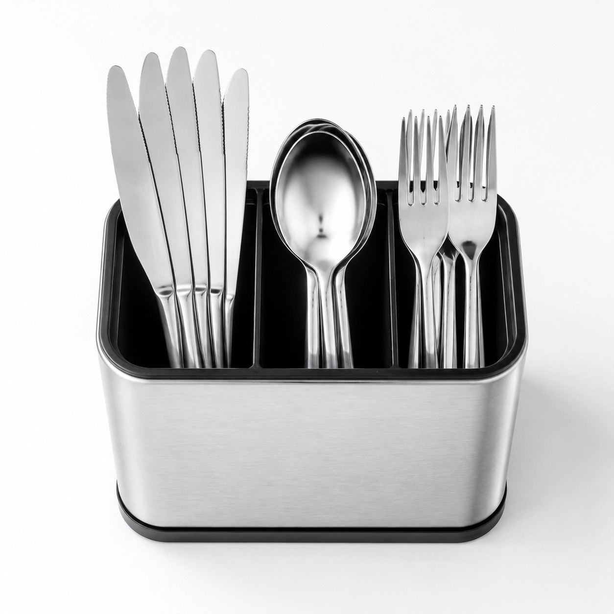 WZK Stainless Steel 4 Divided Compartment Flatware Kitchen Utensil Holder
