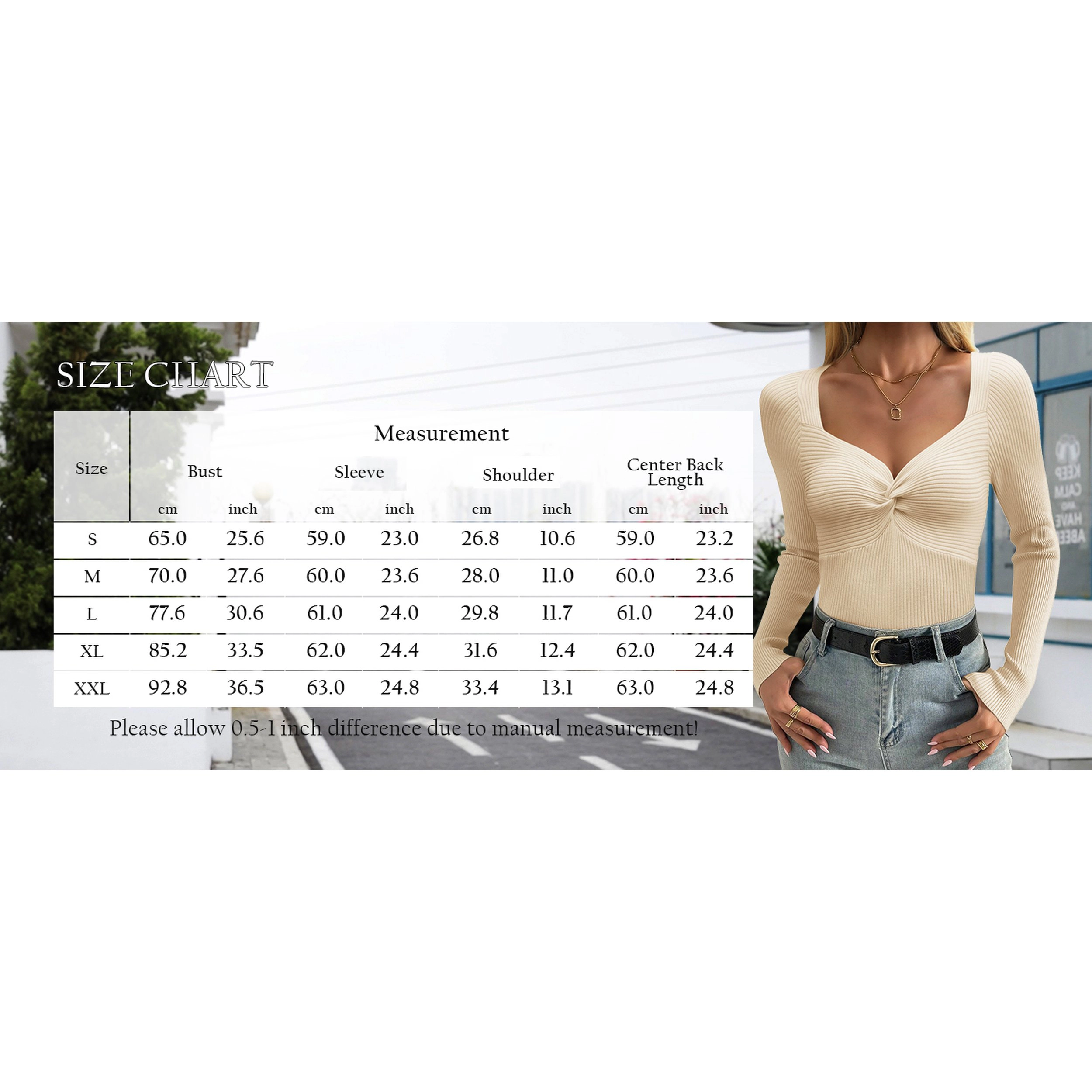 Zeagoo Women's Long Sleeve V-Neck Twist Knot Slim Fitted Sweater