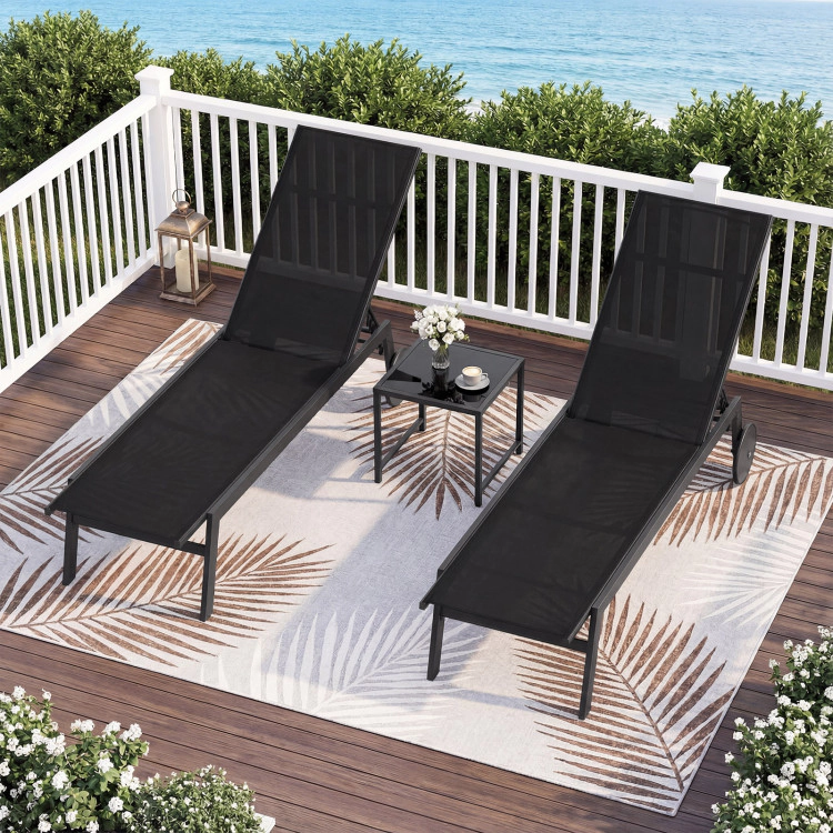 Hivvago Patio Chaise Lounge Chair With Wheels And 6-Level Adjustable Backrest