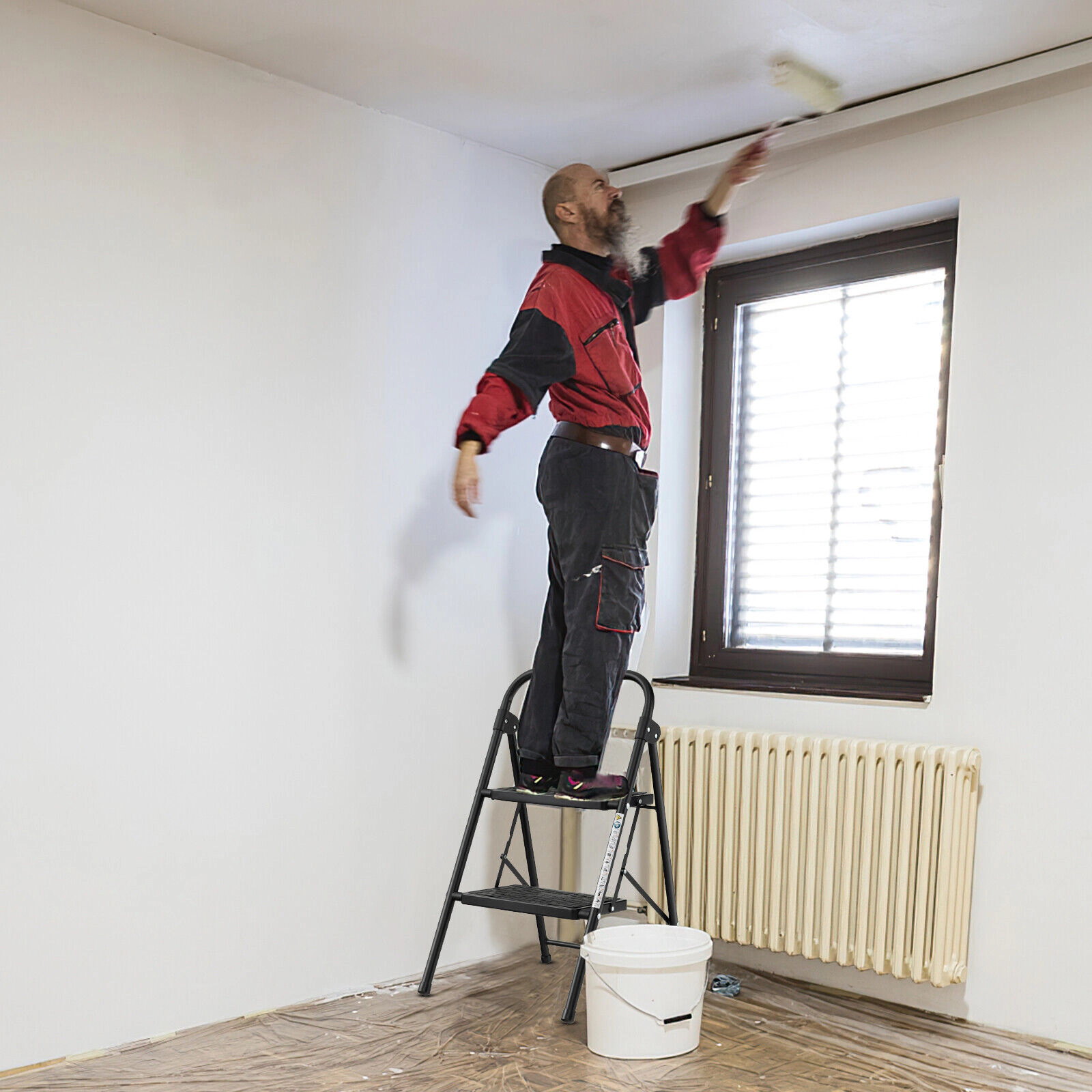 LJG 2-Step/3-Step Ladder with Wide Anti-Slip Pedal-2-Step