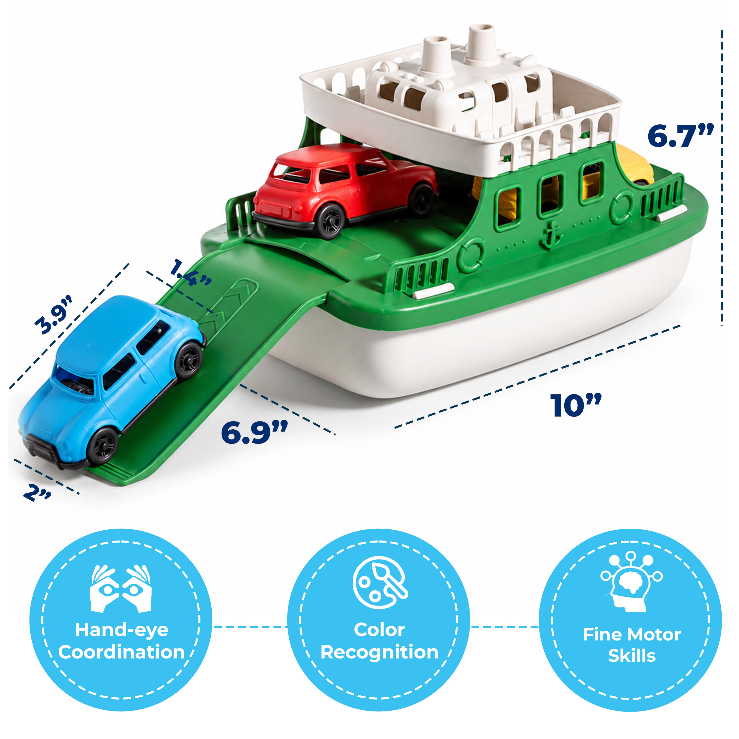 Sperric Boat Bath Toy Set - Carry Ship w/ 4 Mini Cars, Fun Water Toys for Bath, Pool & Beach Play, Safe Non-Toxic Ferry