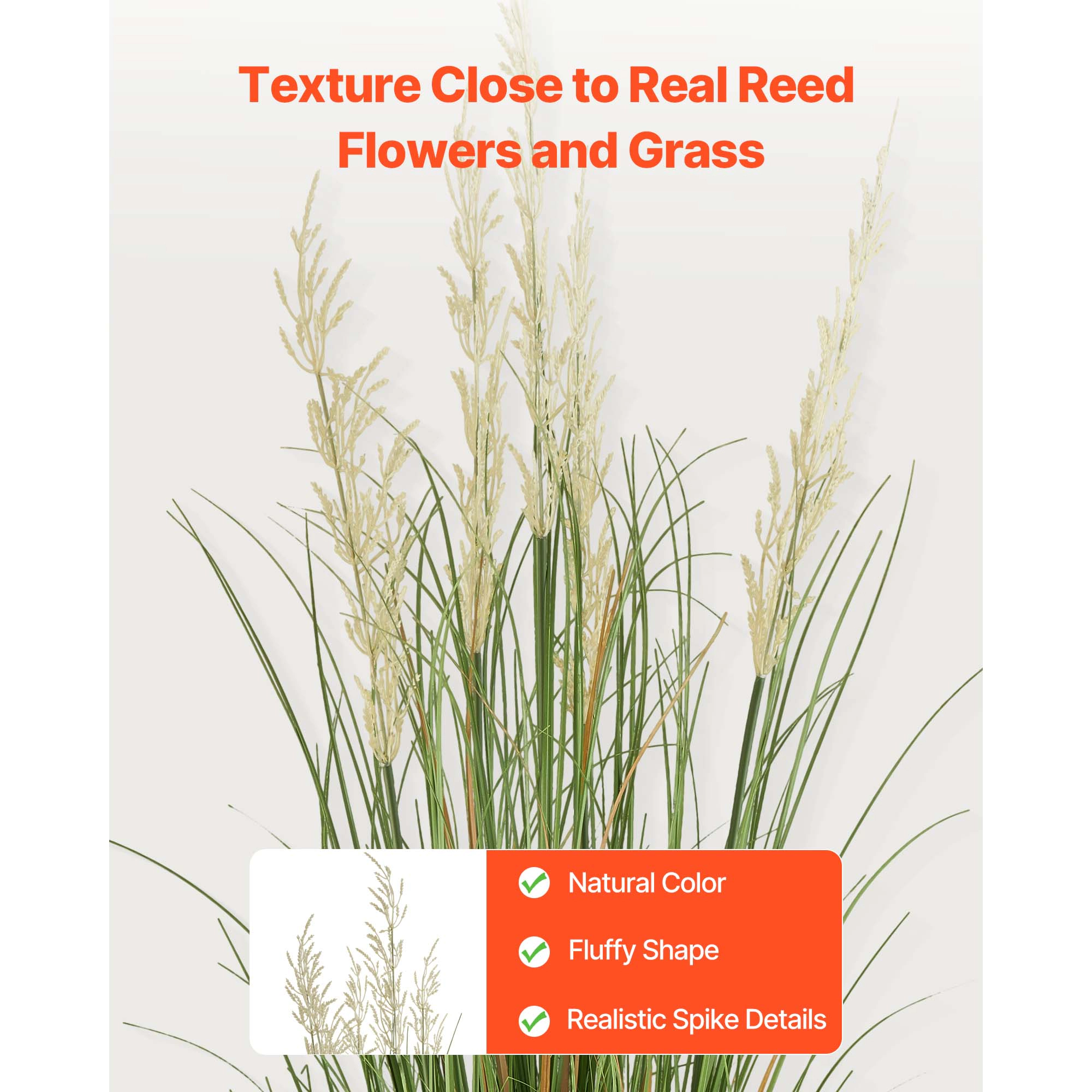 HONGGE Artificial Grass Plant Reed Flower Grass in Pot Premium PVC Faux Fake Greenery Shrubs Plant for Indoor Outdoor