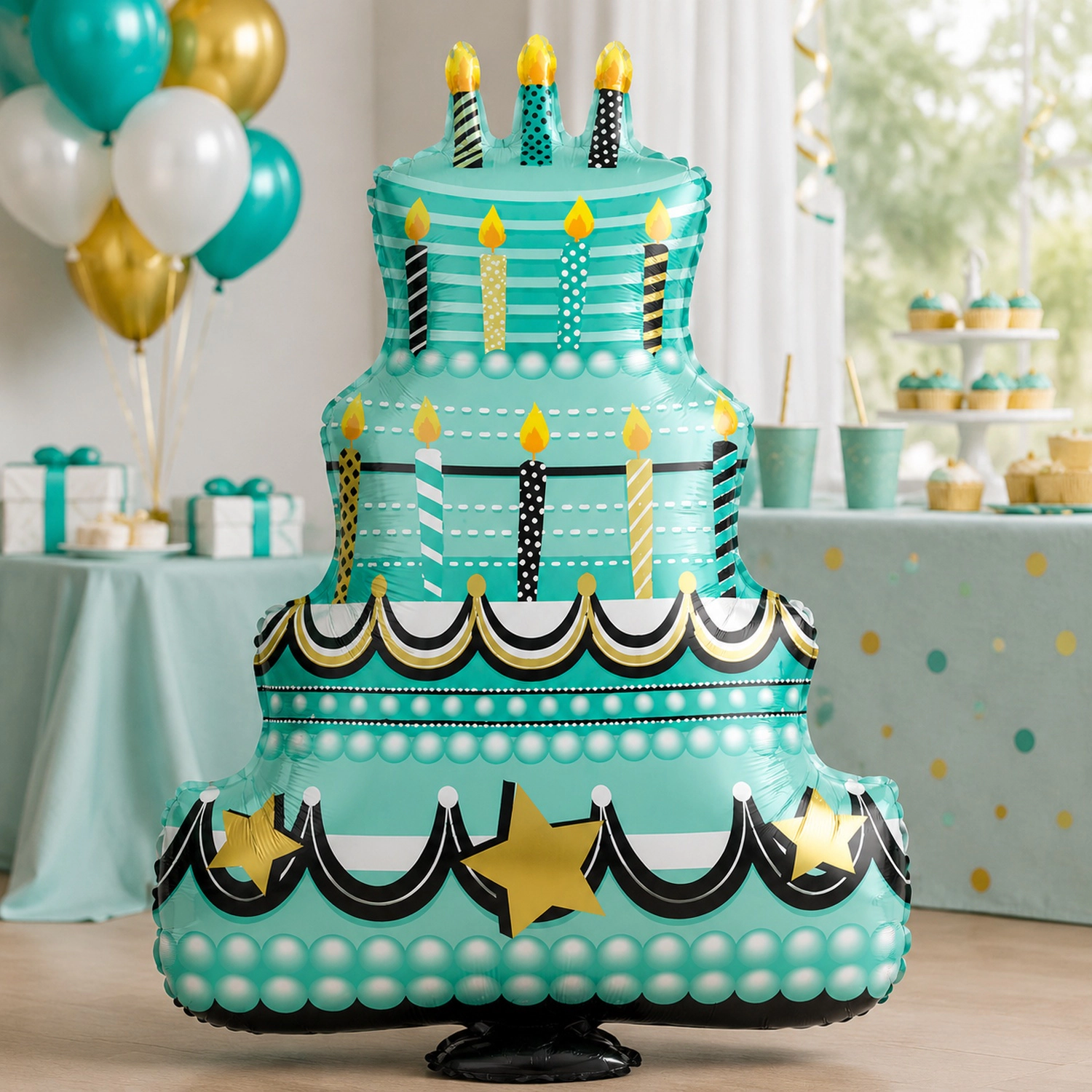 LoonBalloon 30 in Birthday Cake Foil Balloons, 5 Pack