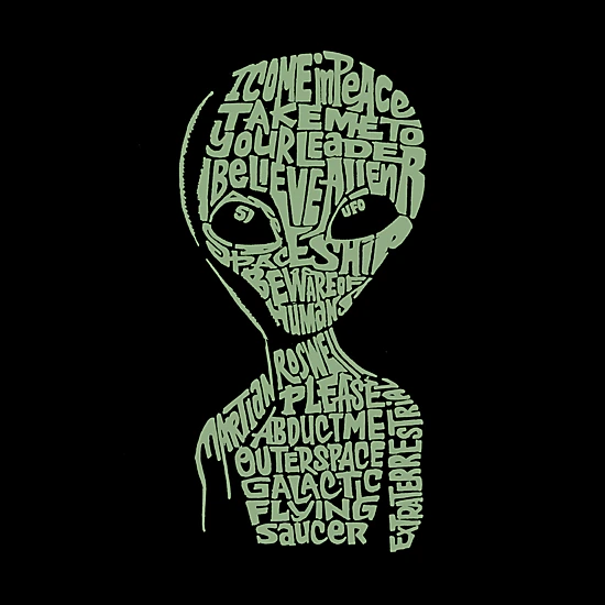 LA Pop Art Girls Long Sleeve Word Art T-Shirt - Alien