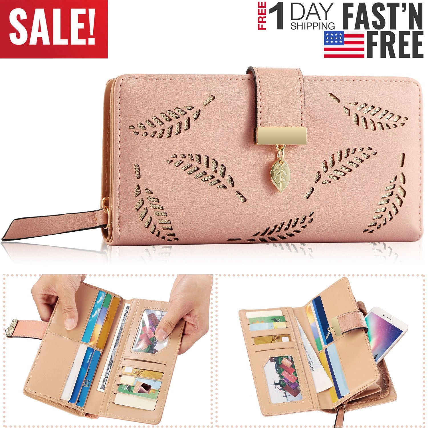 GBruno Leaf Cutout Wallet With 11 Card Slots