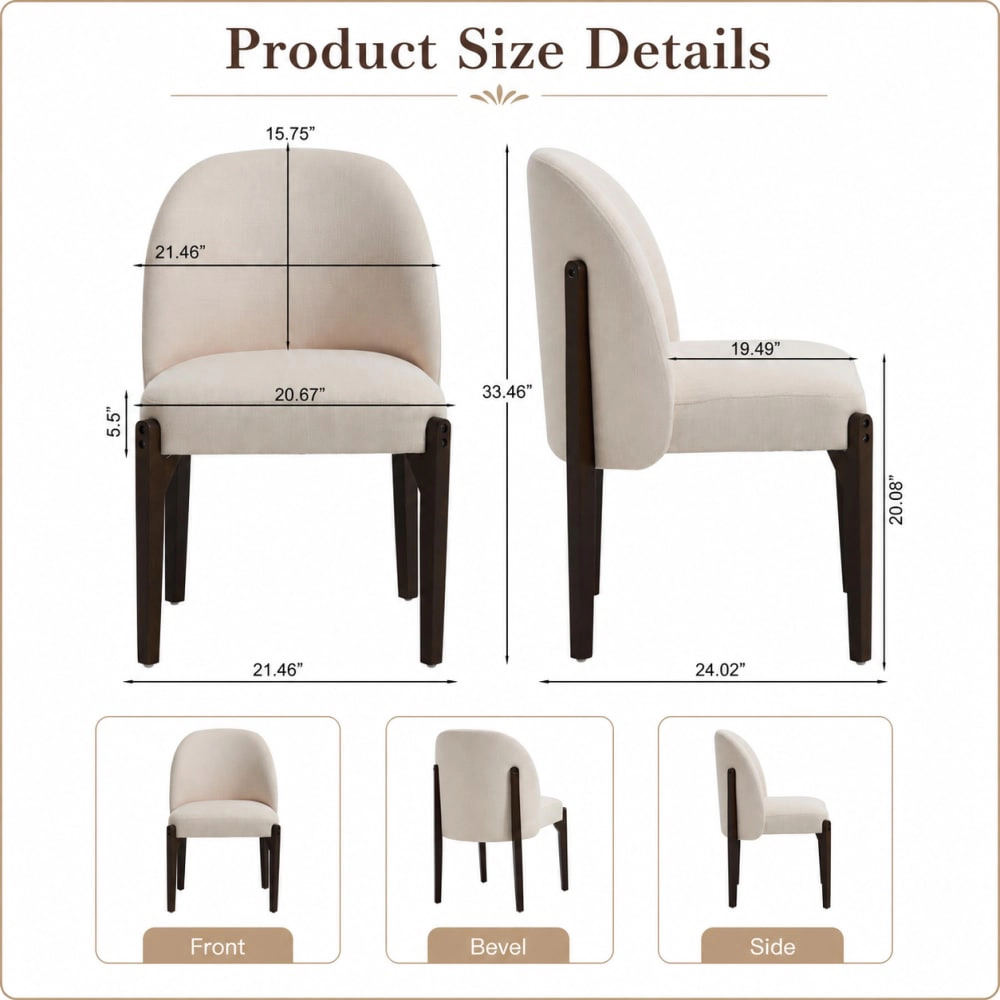 GOODSILO Soft Upholstered Dining Chair Solid Rubber Wood Frame