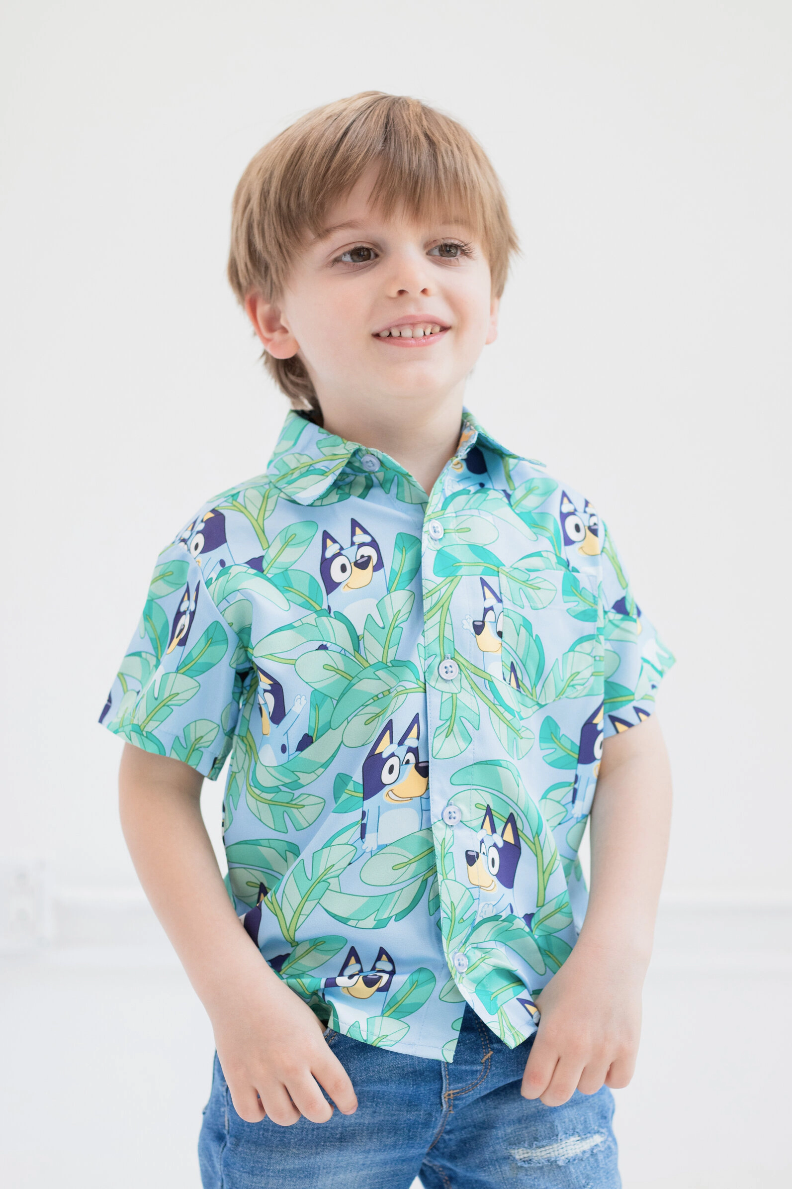 Bluey Boys' Short Sleeve Button-Down Shirt