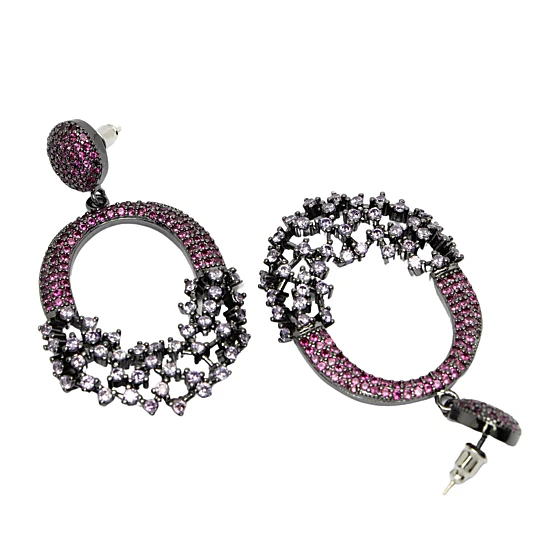 AGP PARIS Womens Diva Sparkling Red Hollow-Out Zirconia Drop Earrings