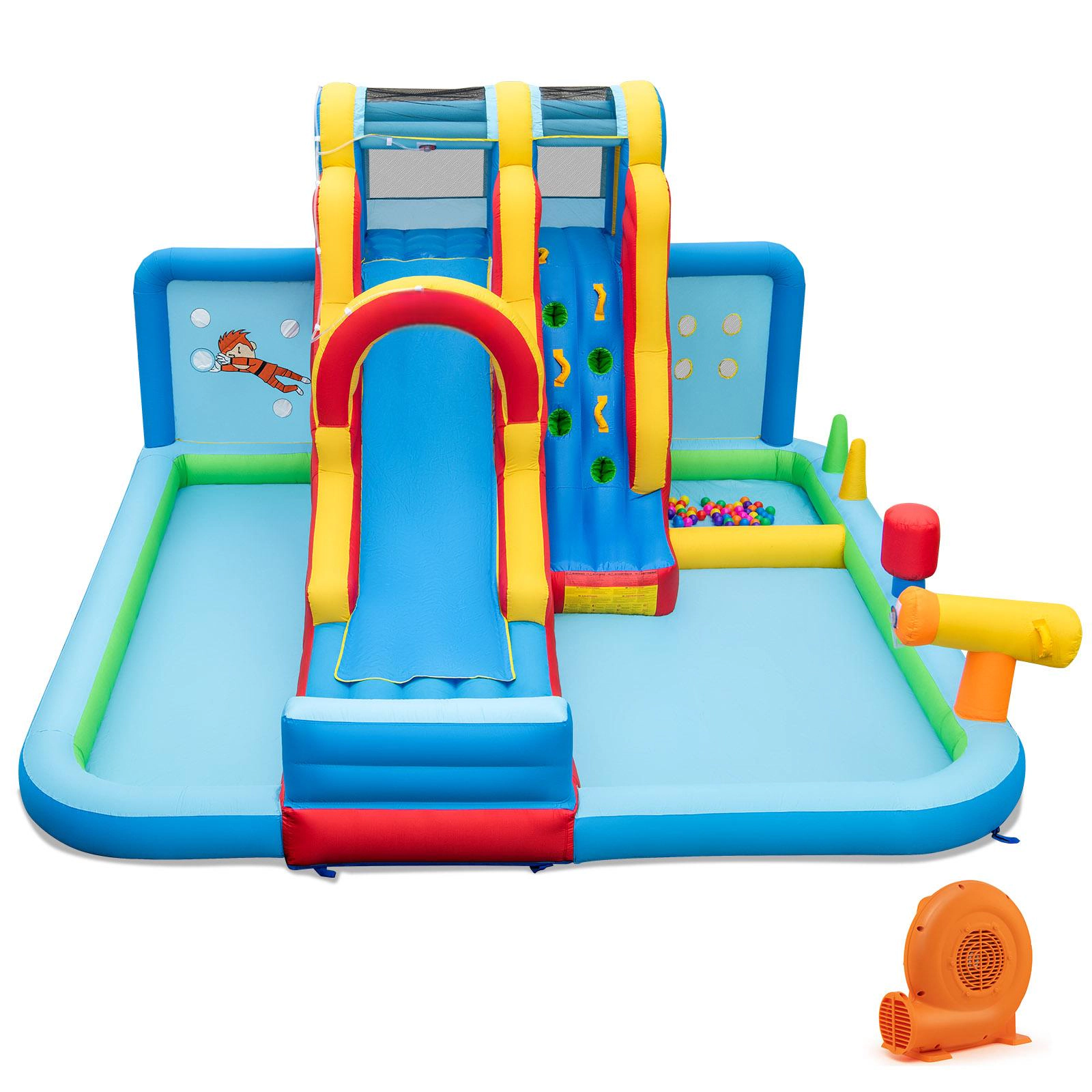 SUGIFT Inflatable Water Slide Water Park with Long Slide Splash Pools and Ball Pit 200-lb Capacity Ages 3+ Multicolor