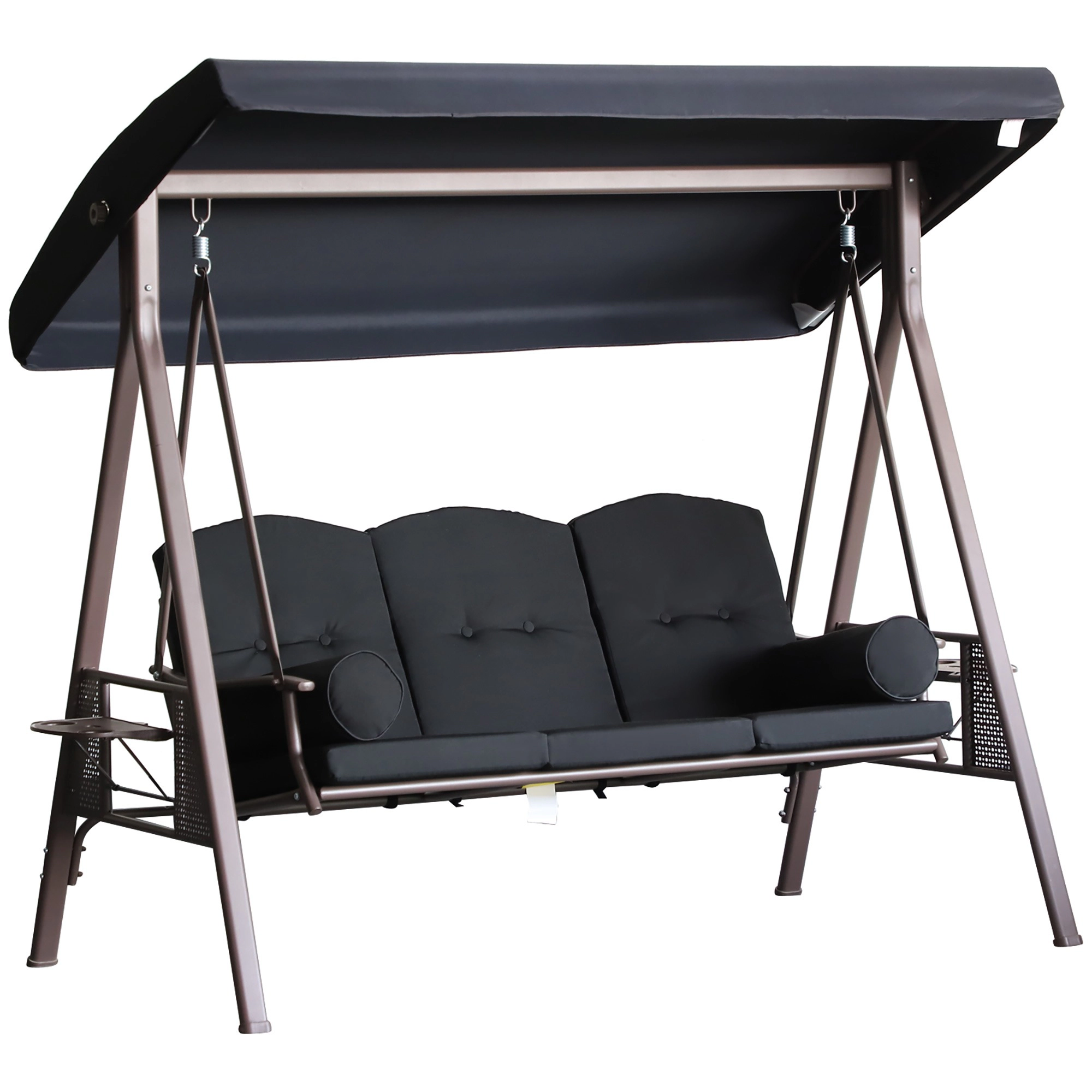 HONGGE 3-Seat Patio Swing Chair, Outdoor Porch Swing Glider with Adjustable Canopy, Removable Cushion