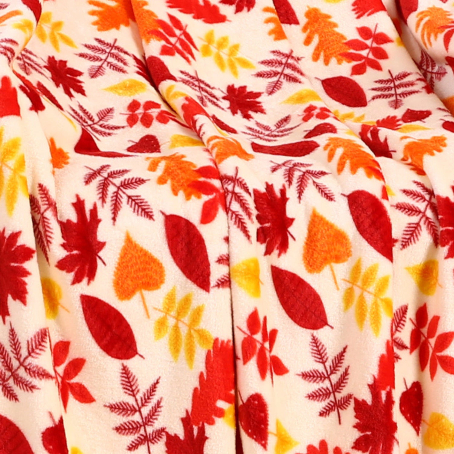 Plazatex Premium Fleece Ultra Soft & Plush Fall Autumn Leaves Hypoallergenic Fleece Throw Blanket 50" x 60" Multicolor