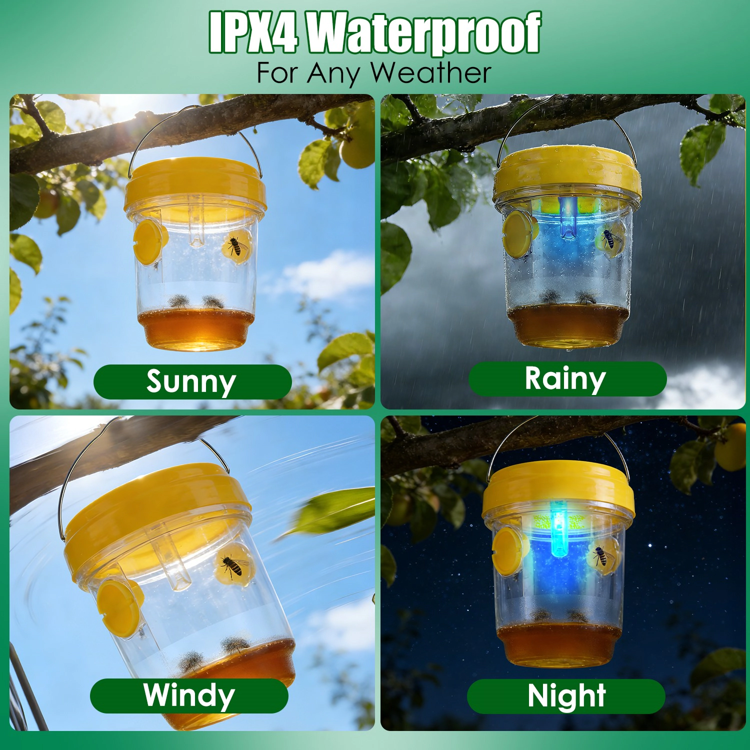 GBruno 3-Pc Solar Wasp Traps With UV Light