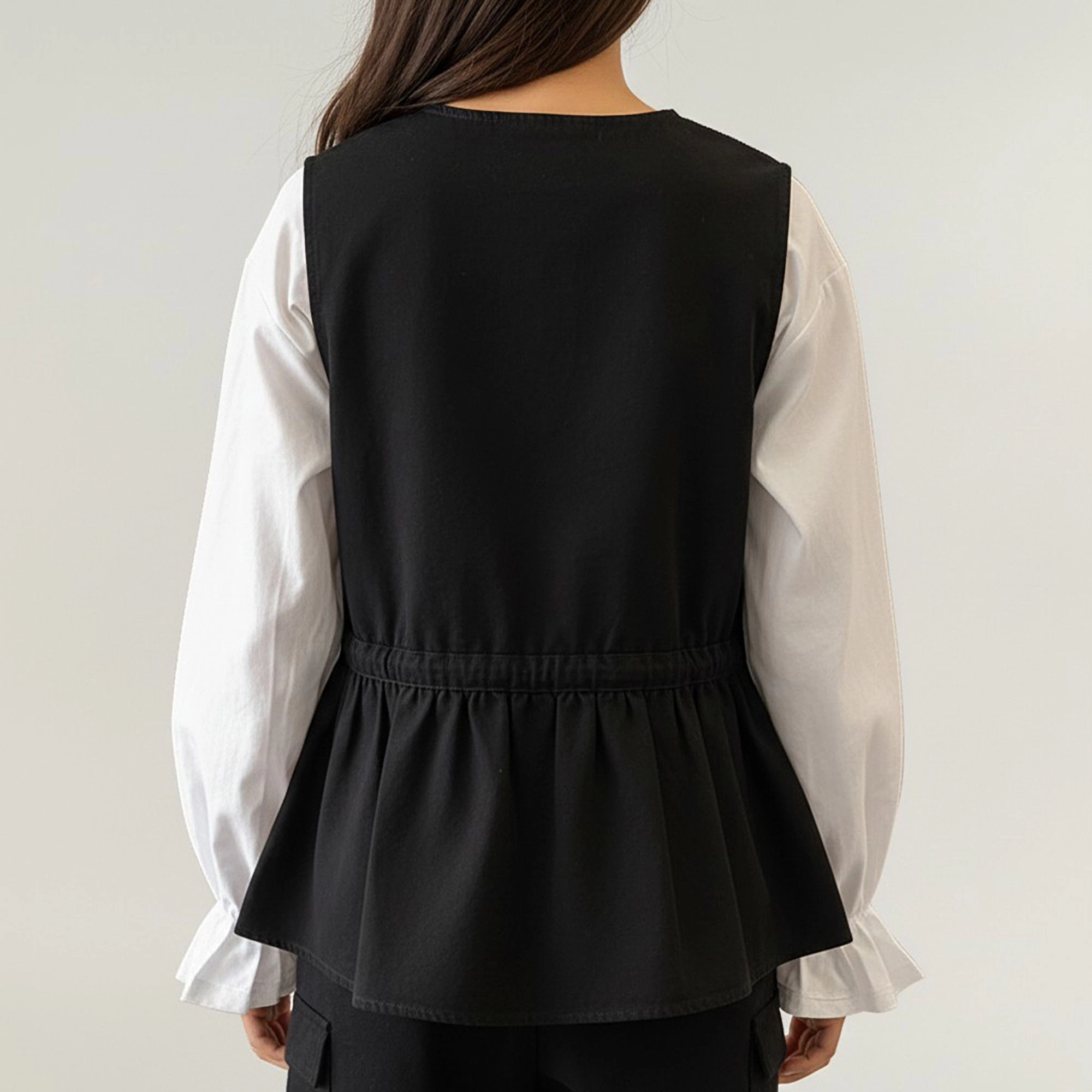 Anna-Kaci Women's Sleeveless Button Front Vest with Adjustable Waist Tie
