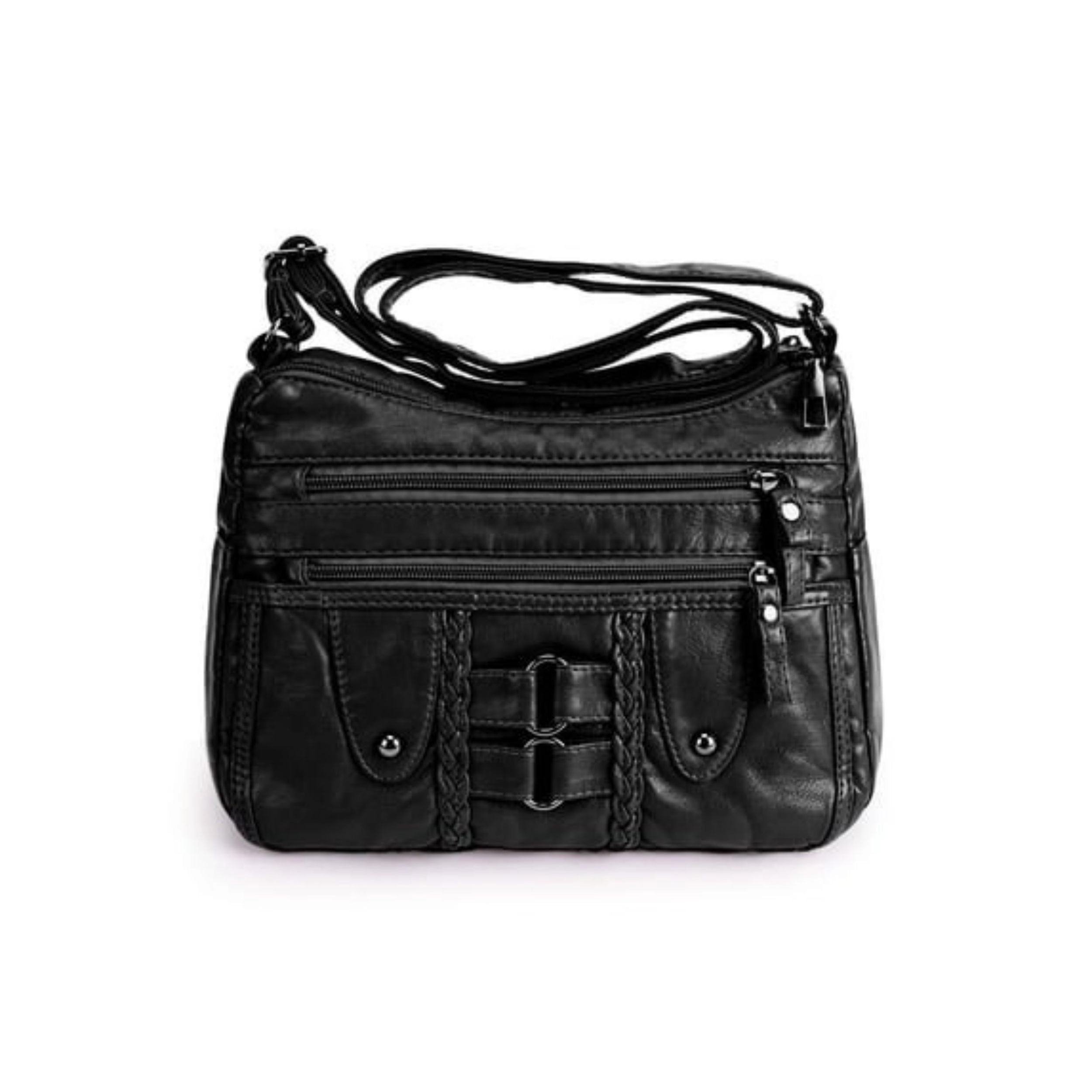 Home Collection Women’s Soft PU Leather Multi Pocket Crossbody Shoulder Bag