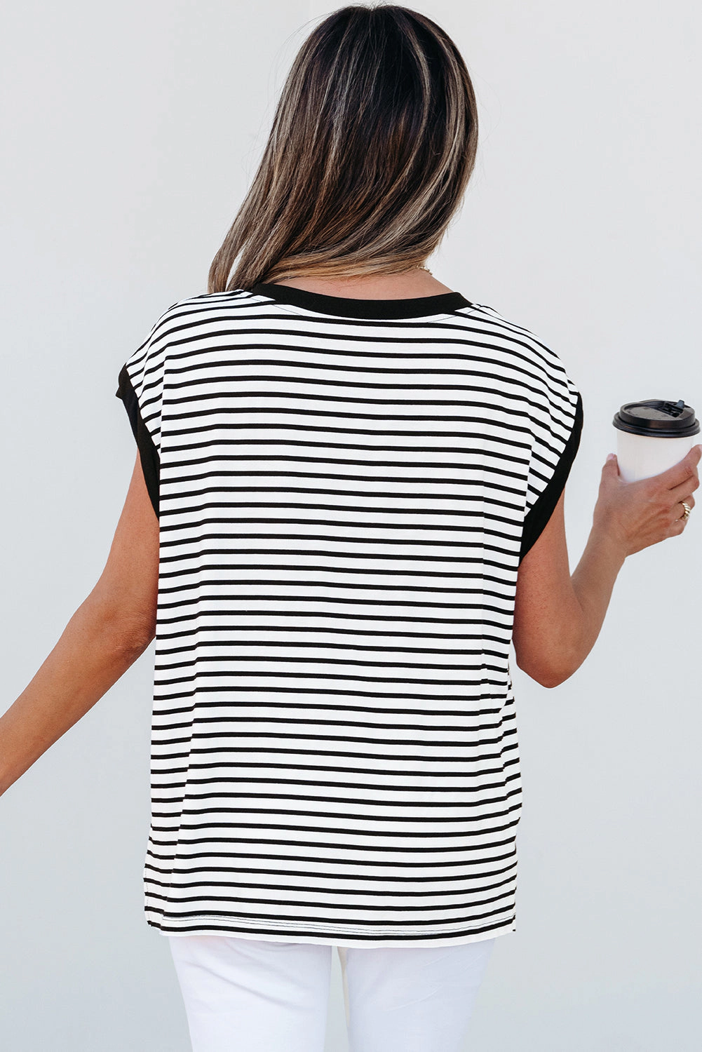 Threaded Pear Women's Marie Stripe Chest Pocket Tank Top