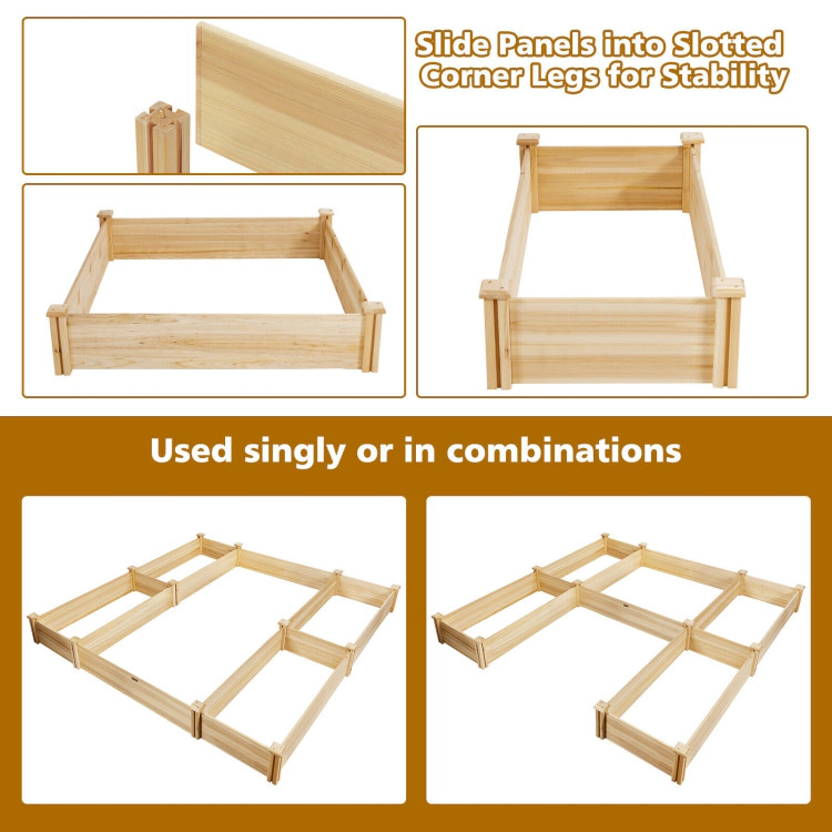 Hivvago U-Shaped Wooden Garden Raised Bed for Backyard and Patio
