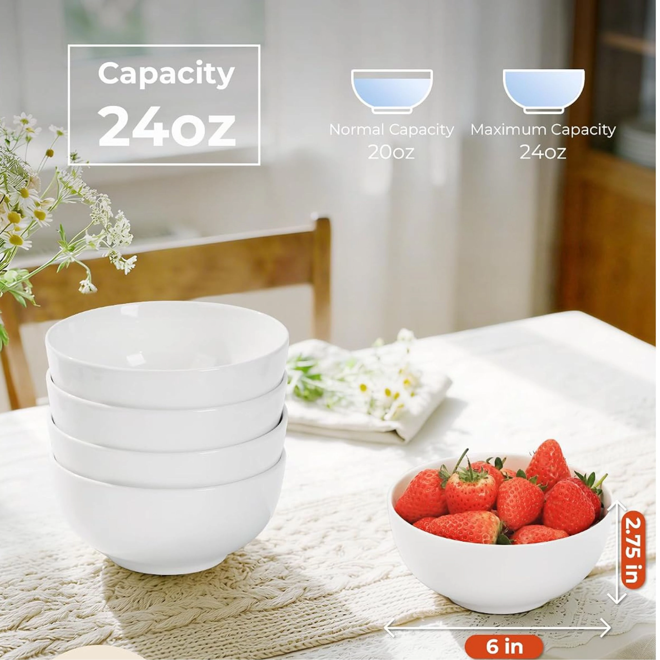 Stock Preferred Ceramic Cereal and Soup Bowl for Ramen Salad Rice Snacks 24 oz