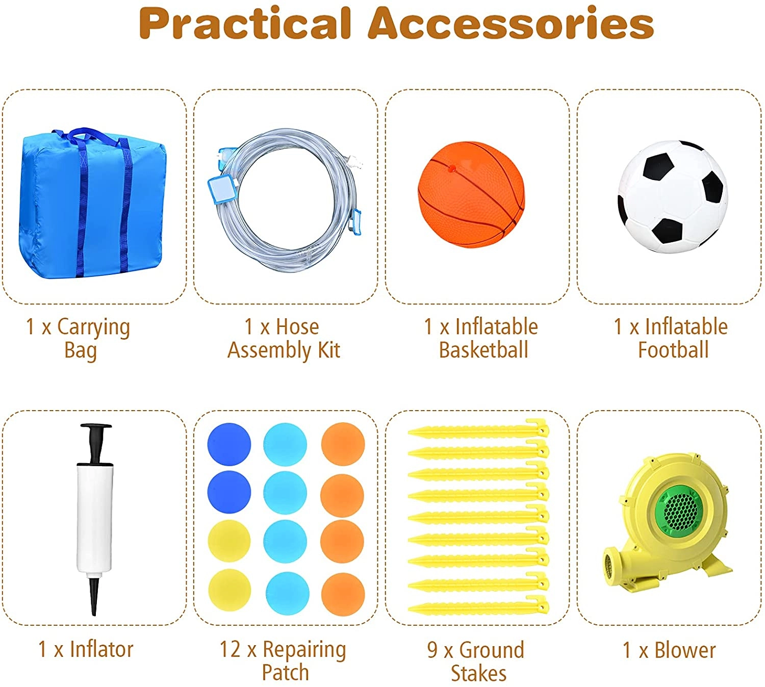 Hivvago 6-in-1 Inflatable Water Slides with Blower for Kids
