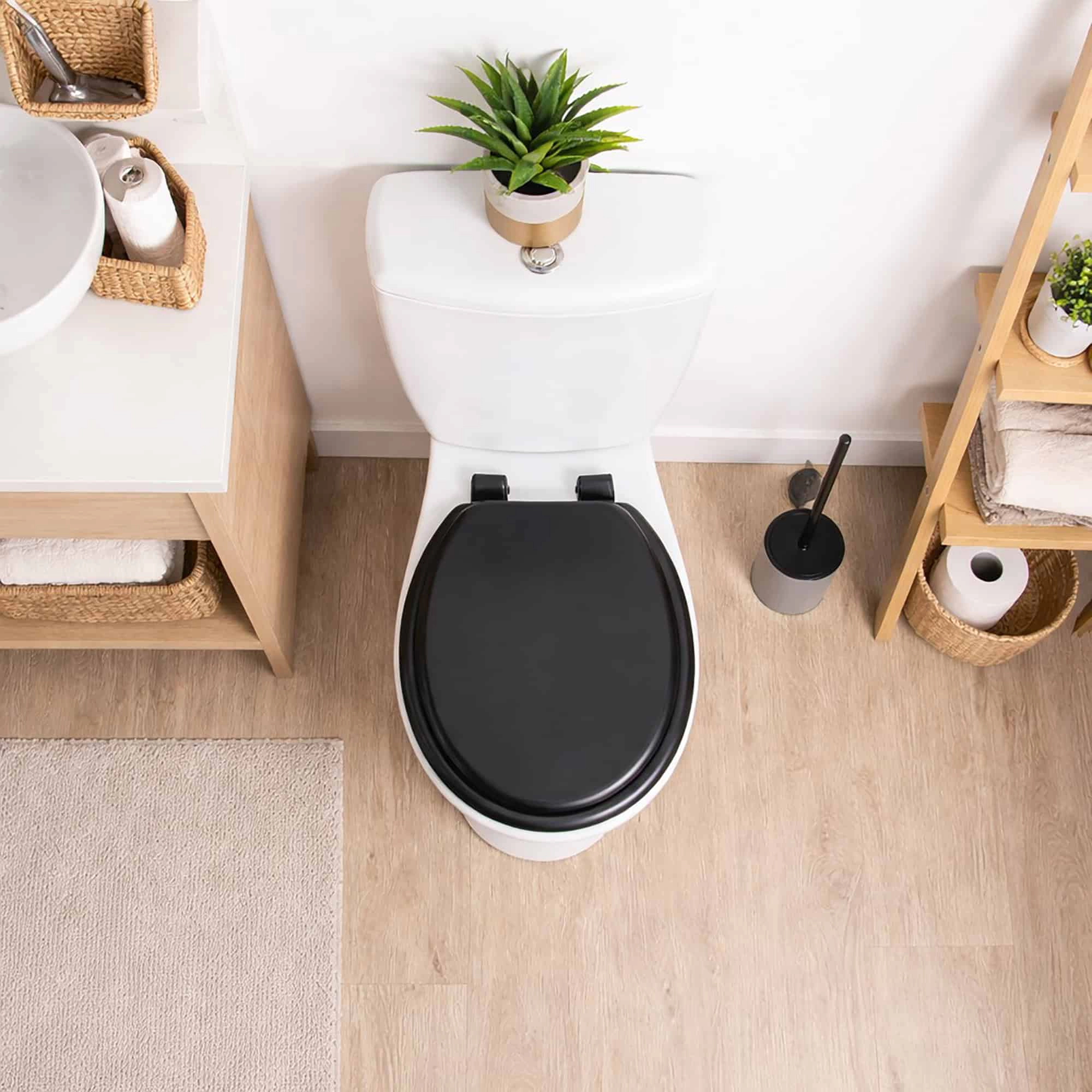 Evideco French Home Goods Round Molded Wood Toilet Seat 15.5" x 14.2" White